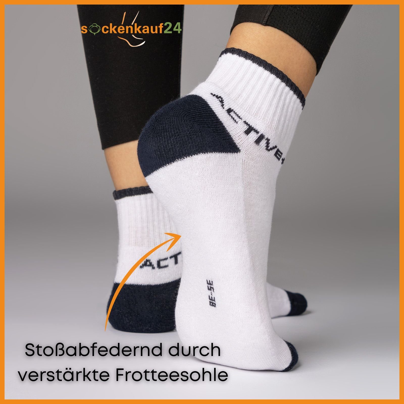 sockenkauf24 Sneakersocken 6 oder 12 Paar SPORT Socken Damen & Herren Sportsocken (6-Paar, 43-46) mit Frotteesohle Baumwolle - 16210 WP – Bild 3 von 5