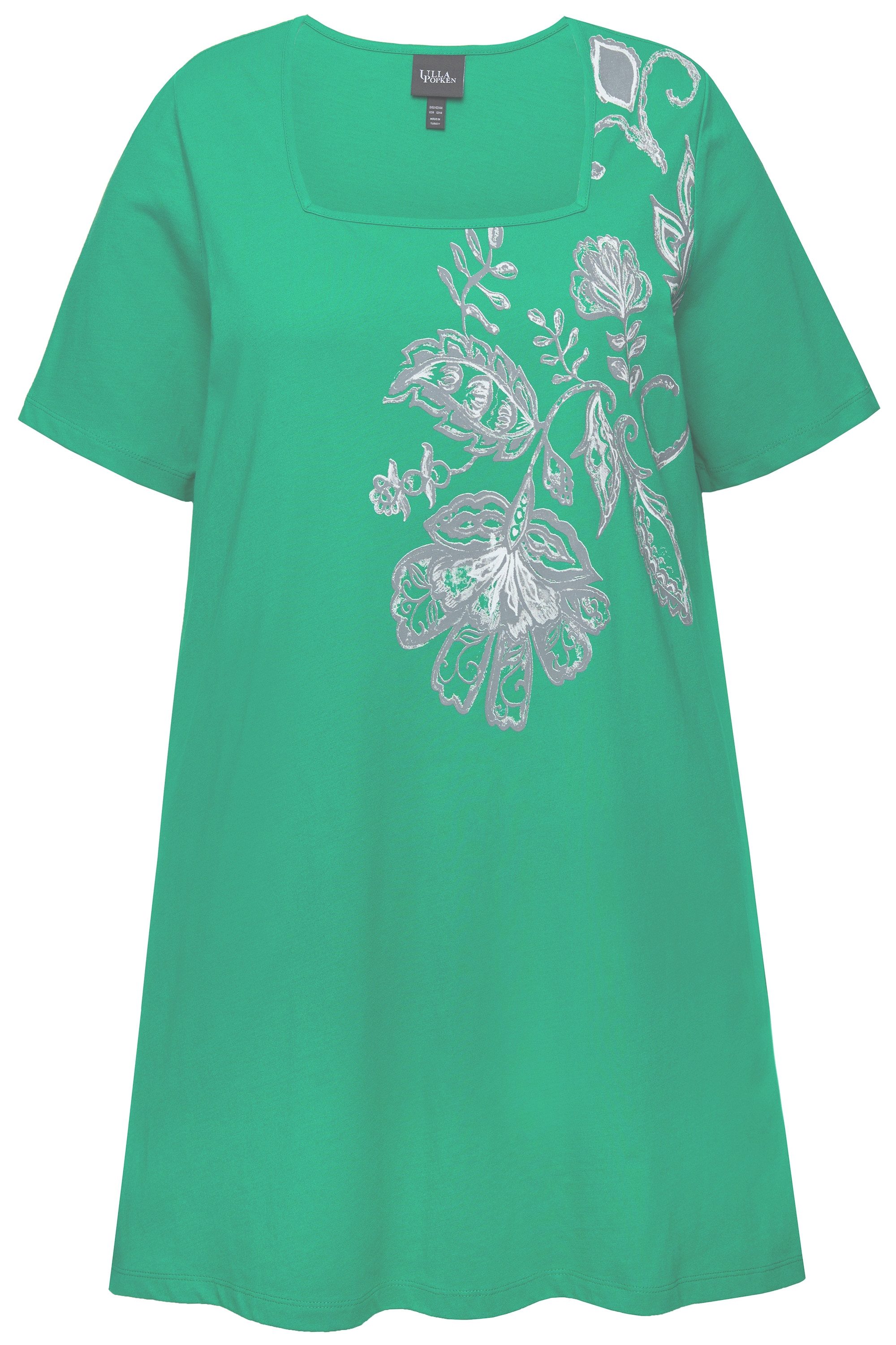 Ulla Popken Longshirt Longshirt A-Linie Blumendruck günstig online kaufen