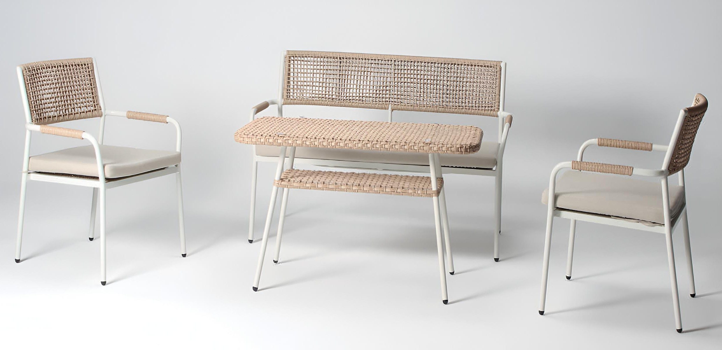Xlmoebel Gartenlounge-Set Beige Garten-Sessel im modernen Design – 2er Set, (2er Set, 2-tlg., 2er Set), Made in Europa