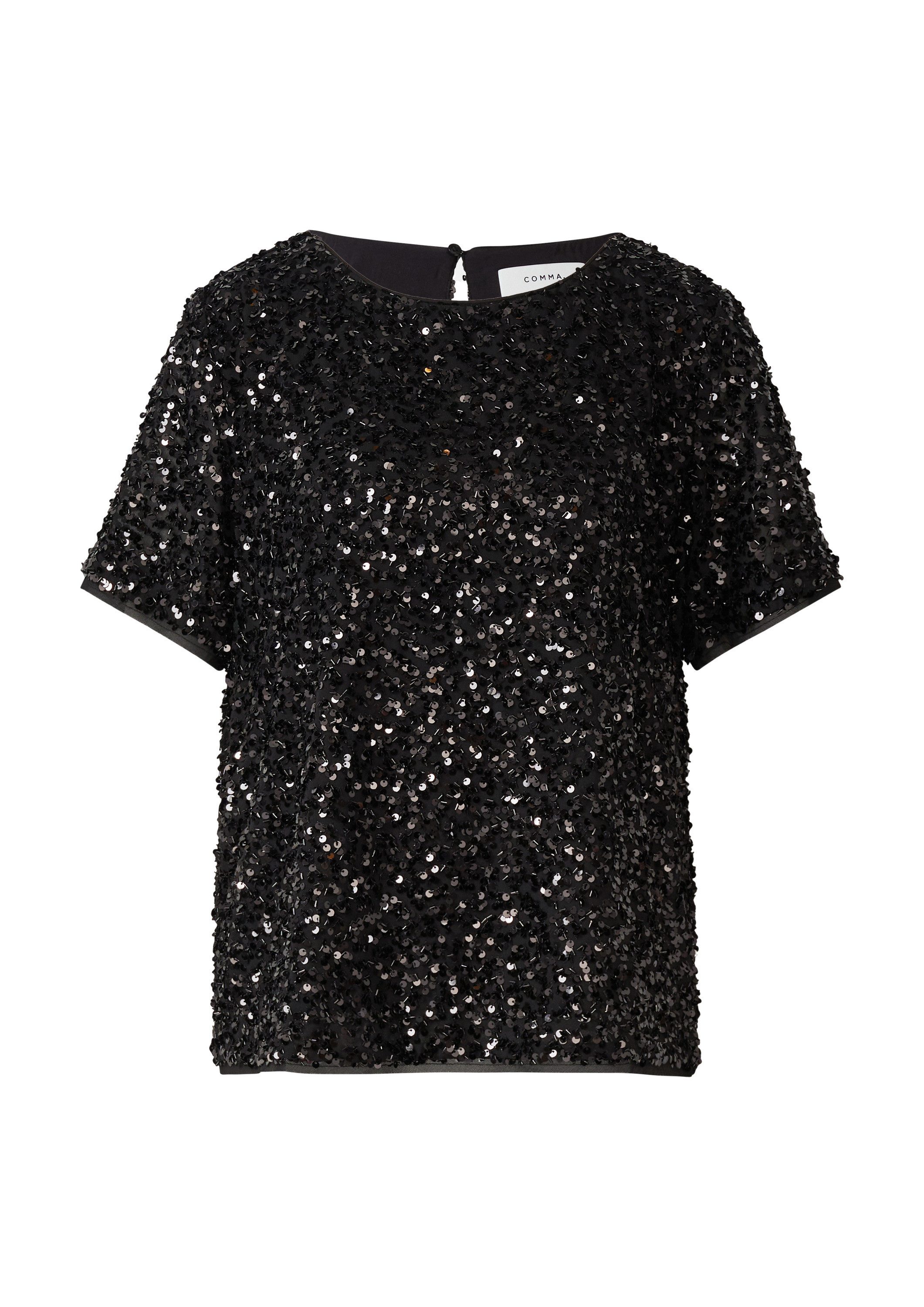 comma Kurzarmbluse Bluse Blusenshirt mit Pailletten günstig online kaufen