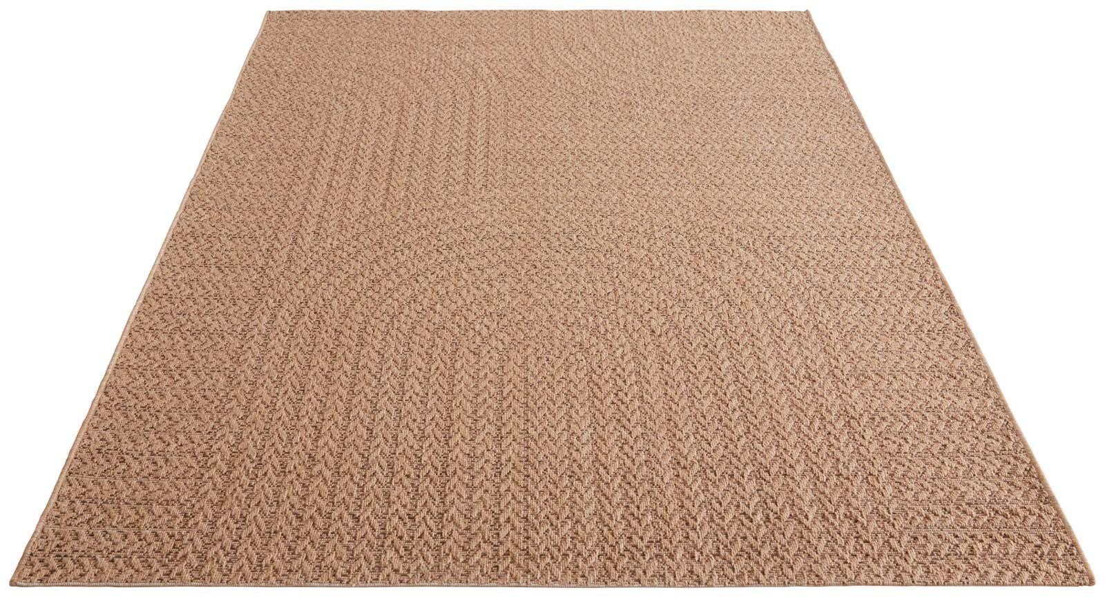 TaraCarpet Outdoorteppich Tara Carpet Sumatra Wave Sisal Jute Look natur, rechteckig, Höhe: 10 mm, Küche Wohnzimmer Terrasse Garten Balkon natur 80x150