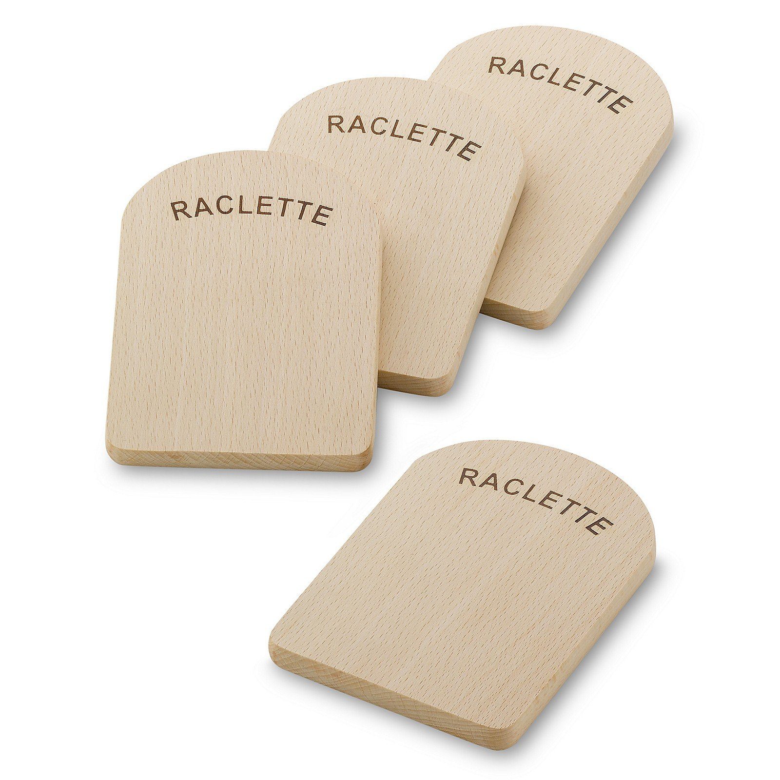 kela Raclette Baar, Untersetzer Raclettepfännchen 4-tlg, Buche FSC zertifiziert,14x9,5x1cm