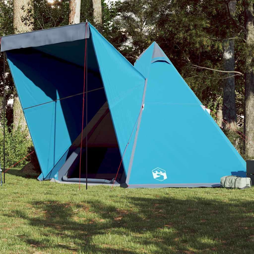 vidaXL Tipi-Zelt Tipi-Familienzelt 6 Personen Blau Wasserdicht, Personen: 6 (1 tlg)