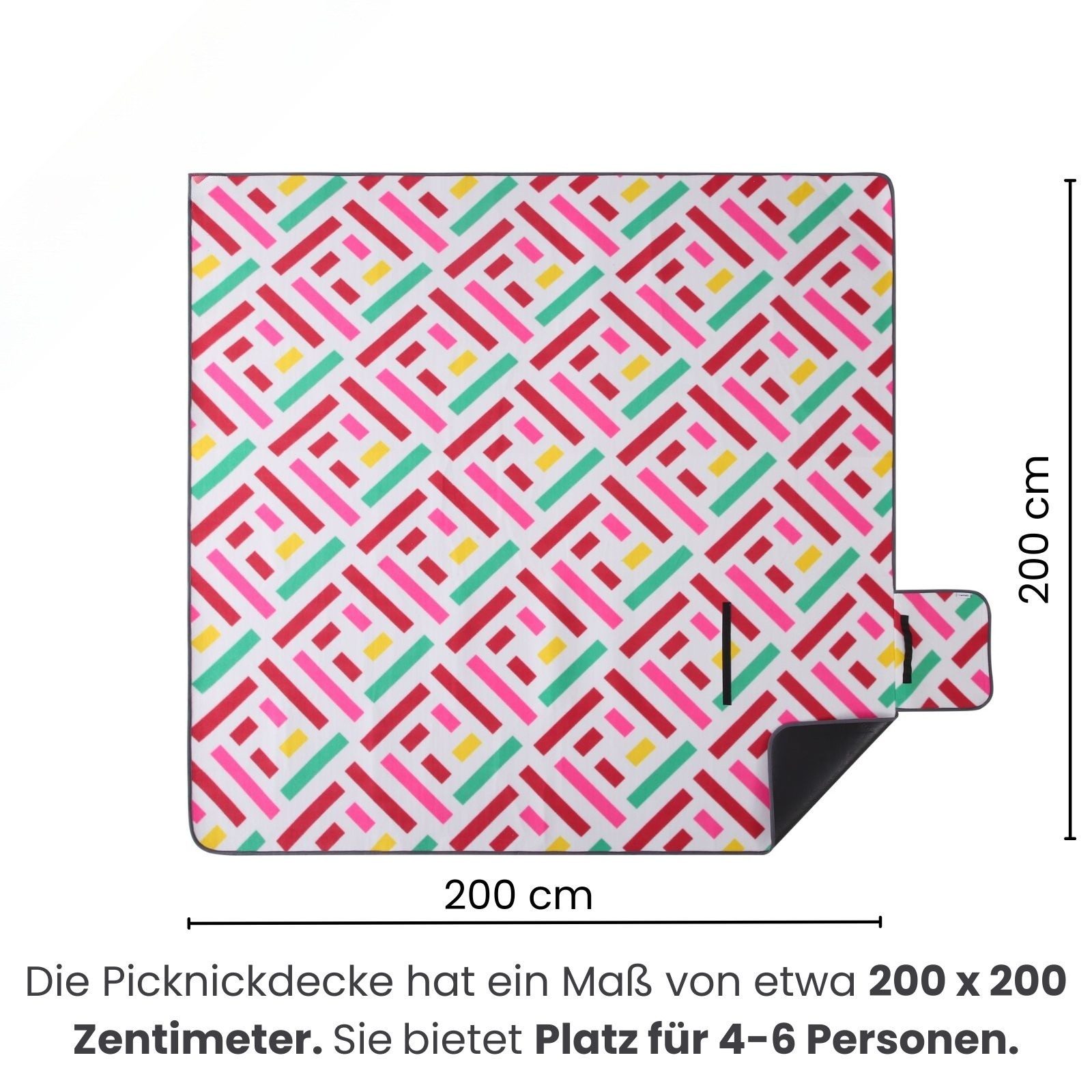 Picknickdecke XXL Picknickdecke ca. 200x200, wometo, Oberseite 100% recyceltes Fleece, wasserdicht – Bild 2 von 5