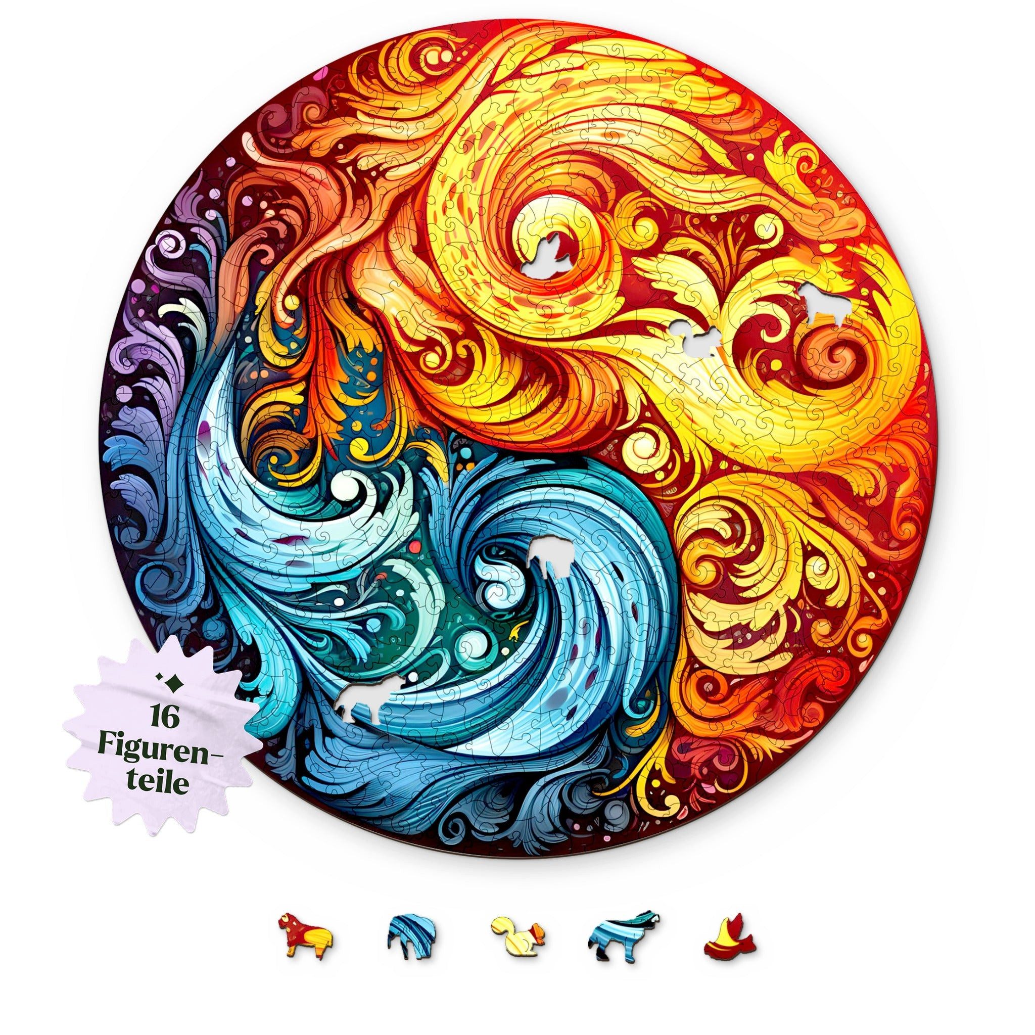 MagicHolz Puzzle Feuer und Wasser Mandala aus Holz, 202 Puzzleteile von MagicHolz