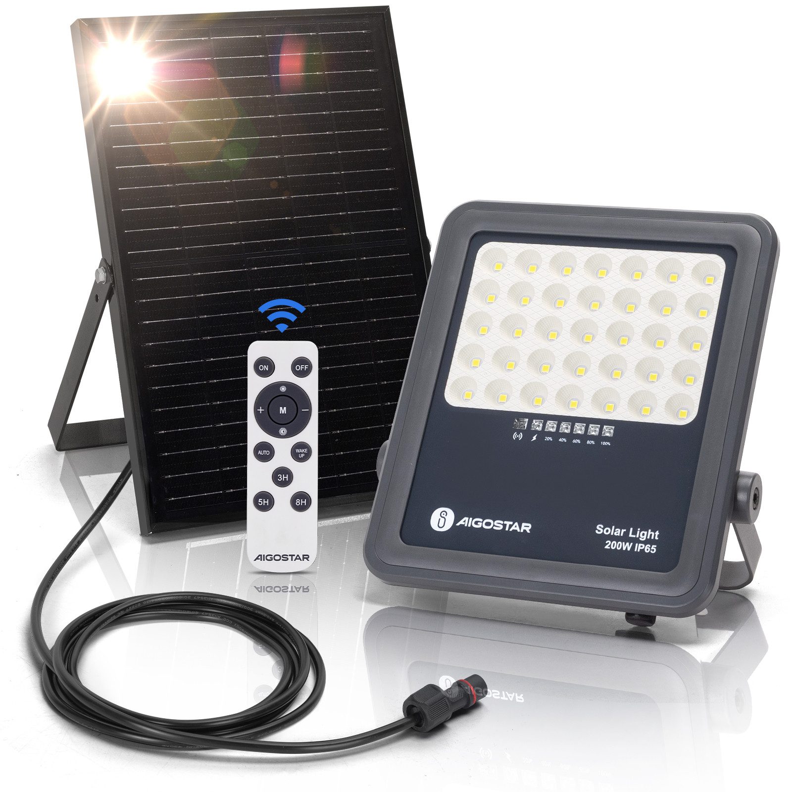 Aigostar Flutlichtstrahler Solarstrahler mit Fernbedienung,6500K,IP65 Außen günstig online kaufen