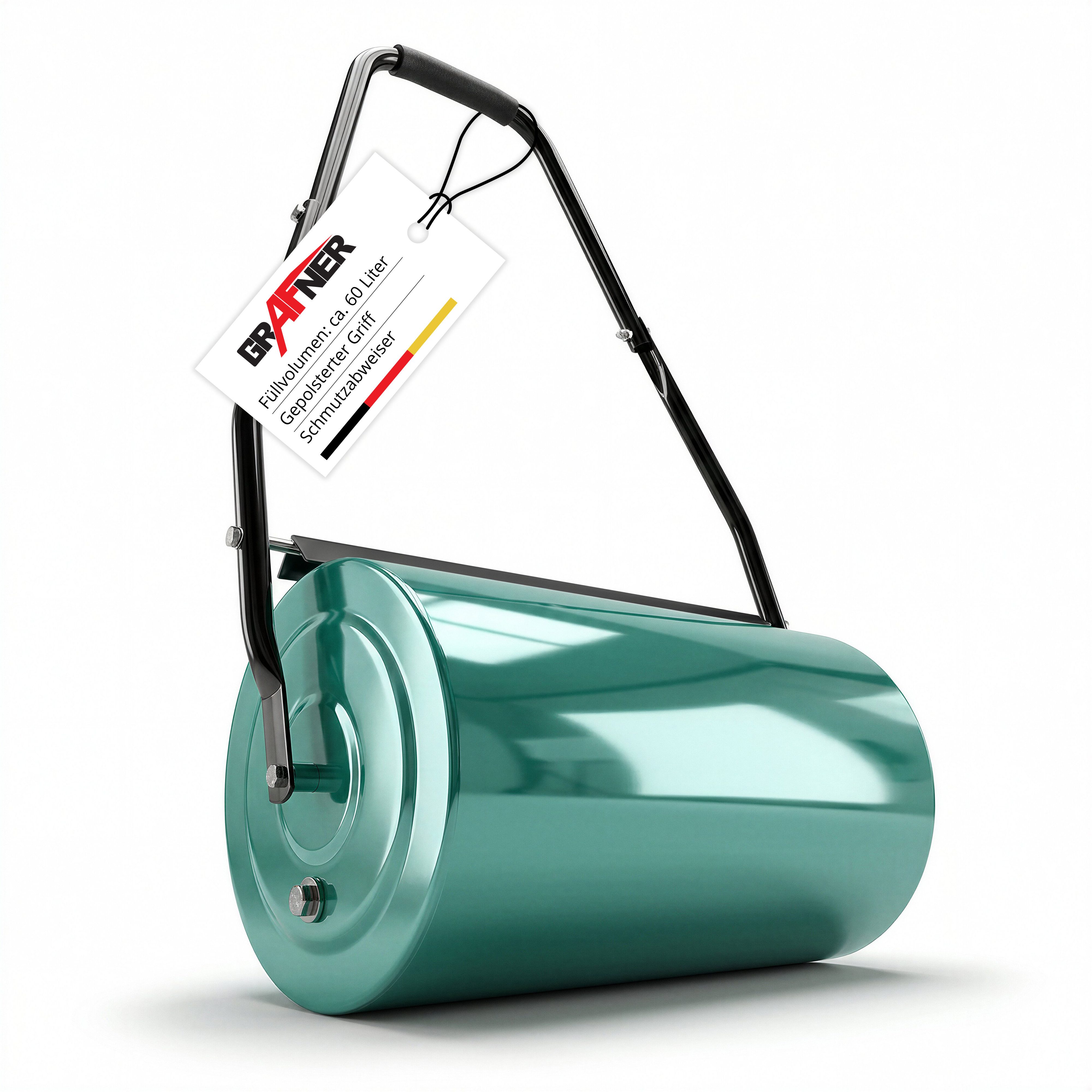 Grafner Rasenwalze Rasenwalze 60cm Gartenwalze Rasenroller Hand Walze befüllbar, 60,00 cm,Korpus aus Metall