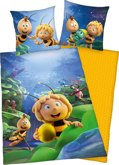 Kinderbettwäsche Biene Maja, Die Biene Maja, Renforcé, mit tollem Biene Maja und Willi Motiv