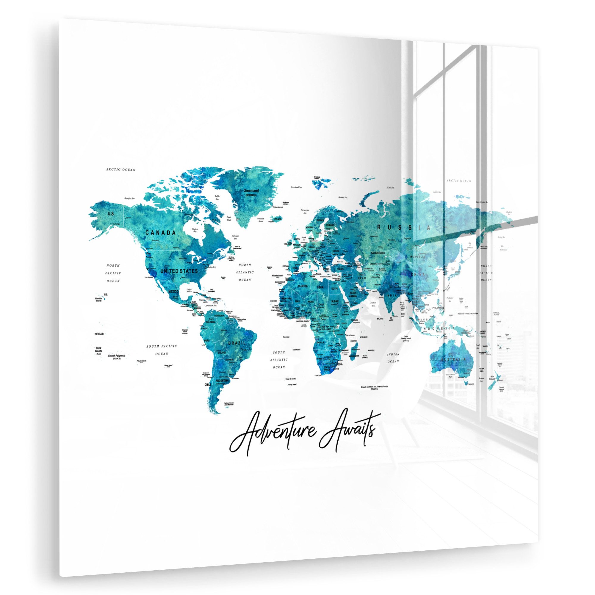 MuchoWow Acrylglasbild Weltkarte - Blau - günstig online kaufen