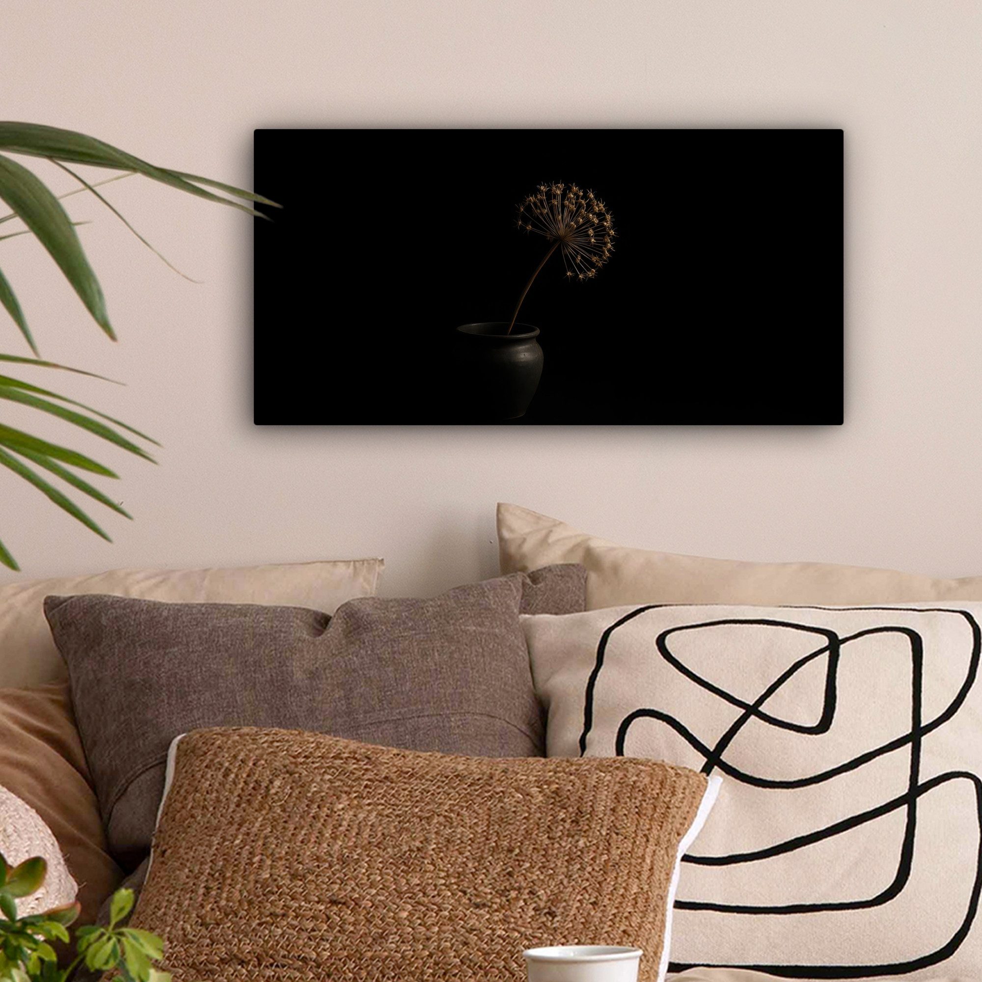OneMillionCanvasses® Leinwandbild Panorama Zwiebel - Getrocknet - Vase - Sc günstig online kaufen