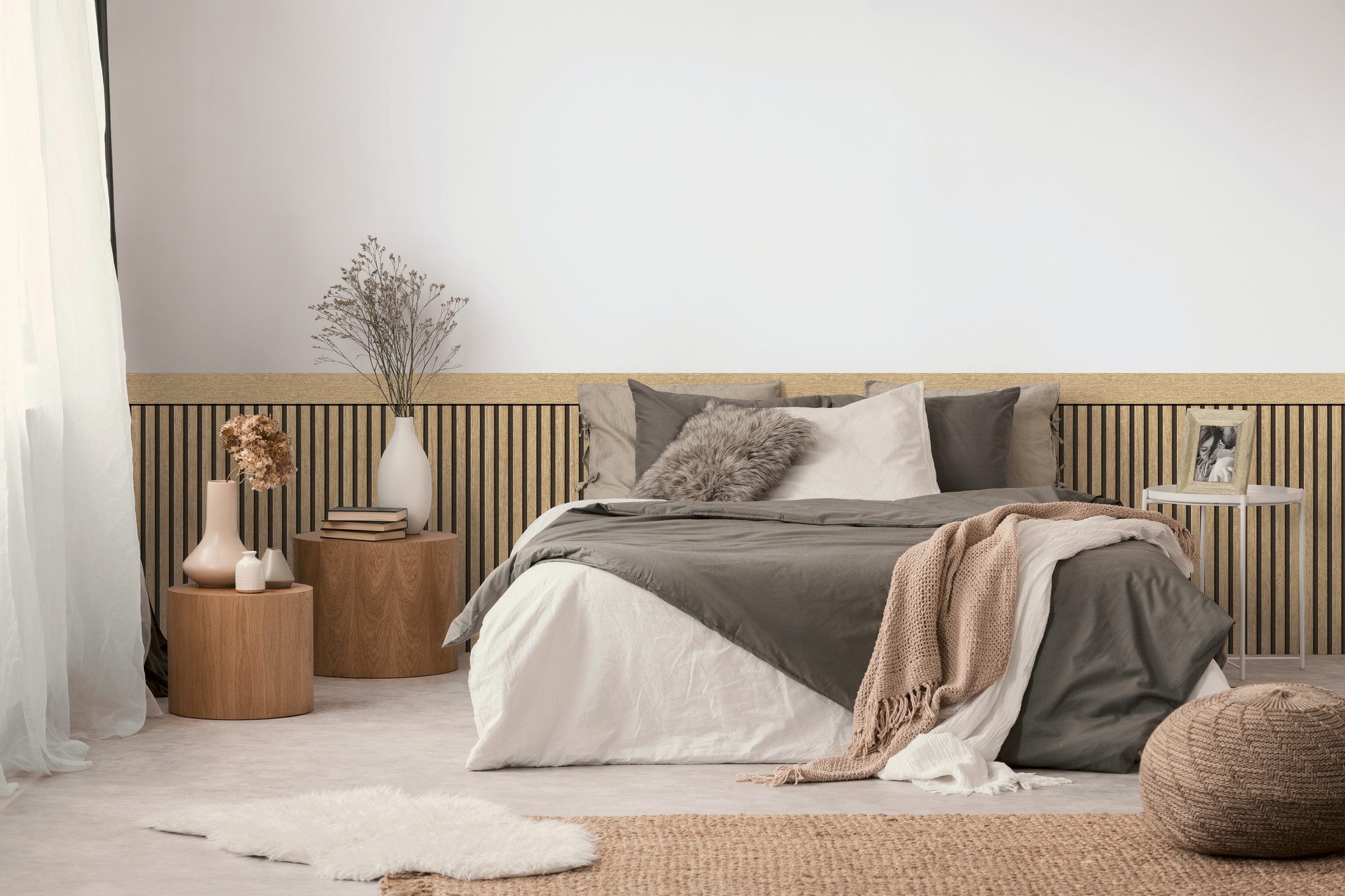 living walls Vliestapete Wallpanel Tapete Wandpaneele Mustertapete Holzpaneele Natur, strukturiert, matt, (1 St), Vliestapete Holz-Optik für Schlafzimmer Küche Wohnzimmer Wandpaneele
