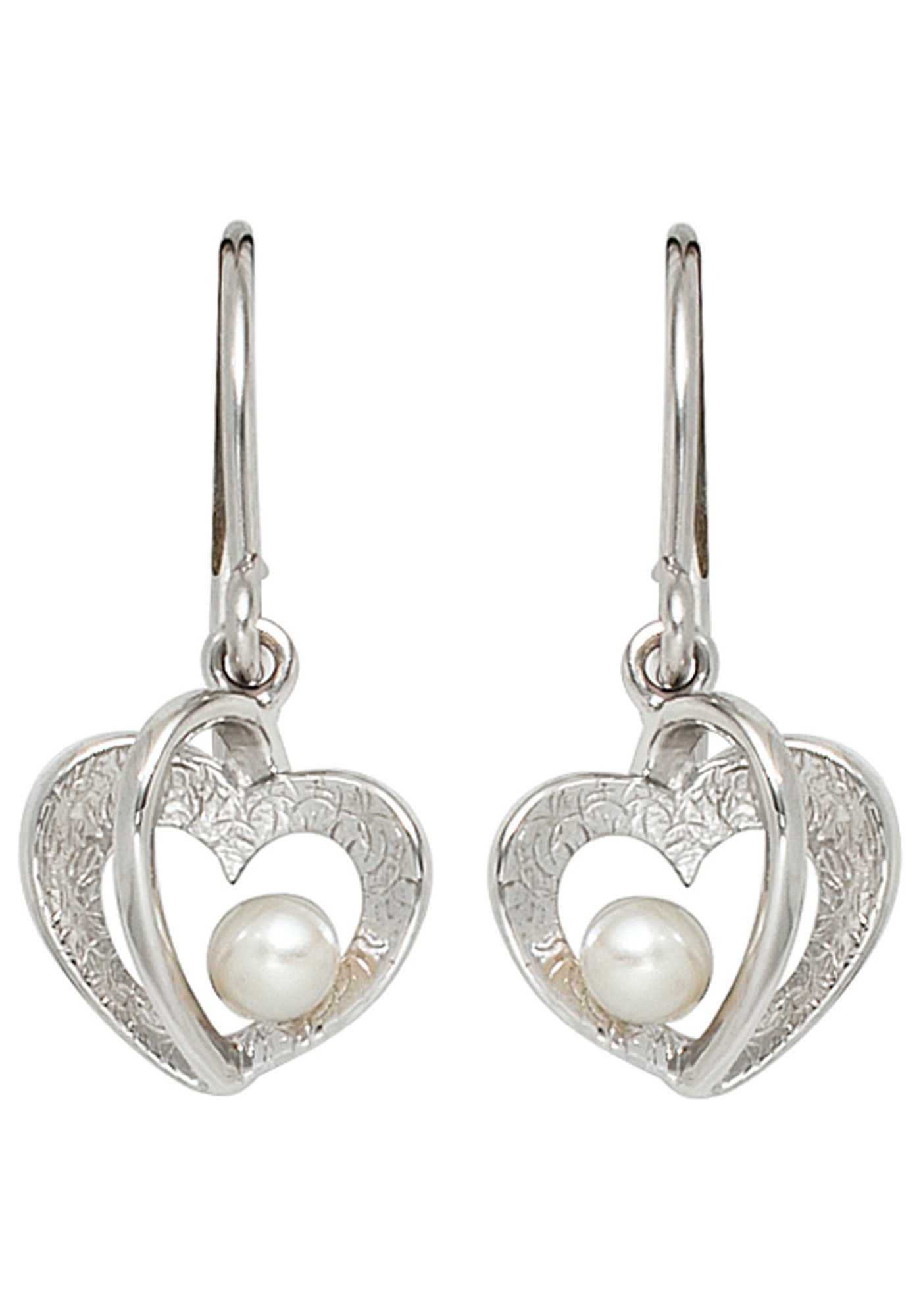JOBO Perlenohrringe, Herz 925 Silber mit Süßwasser-Zuchtperlen günstig online kaufen