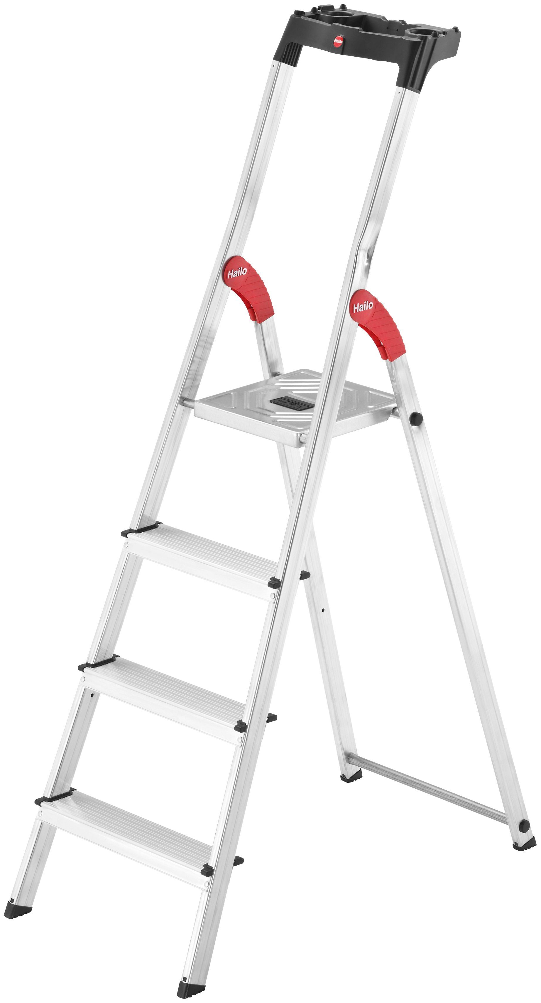 Hailo Stehleiter L60 StandardLine, Alu-Sicherheits-Stehleiter 4 Stufen