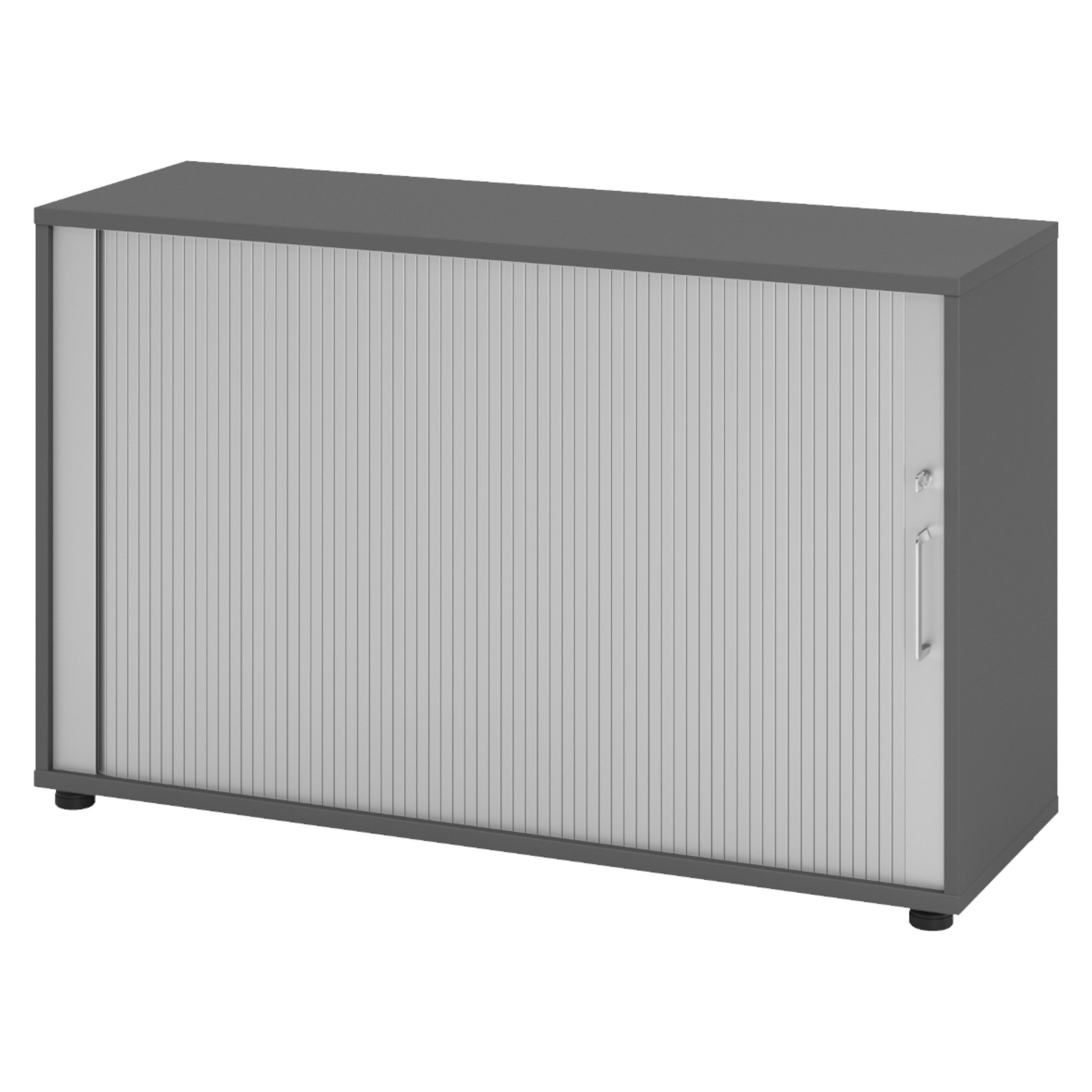 bümö Aktenschrank Rollladenschrank office - 2 Ordnerhöhen Dekor: Graphit/Silber - Griffe: Bügelgriff (Metall)