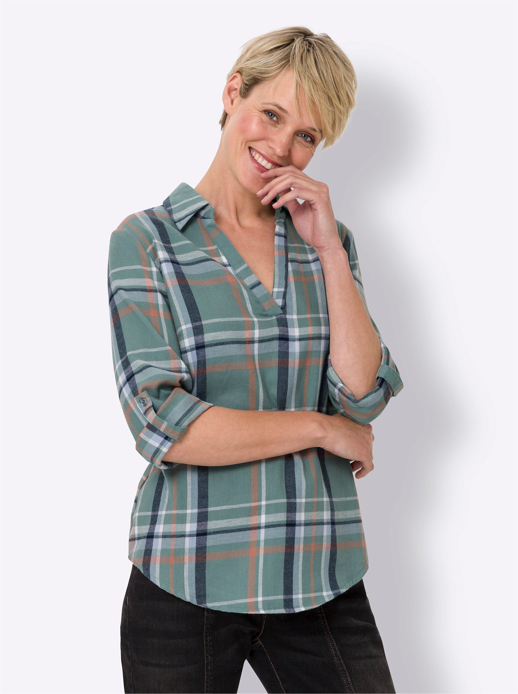 Sieh an! Klassische Bluse Flanellbluse günstig online kaufen