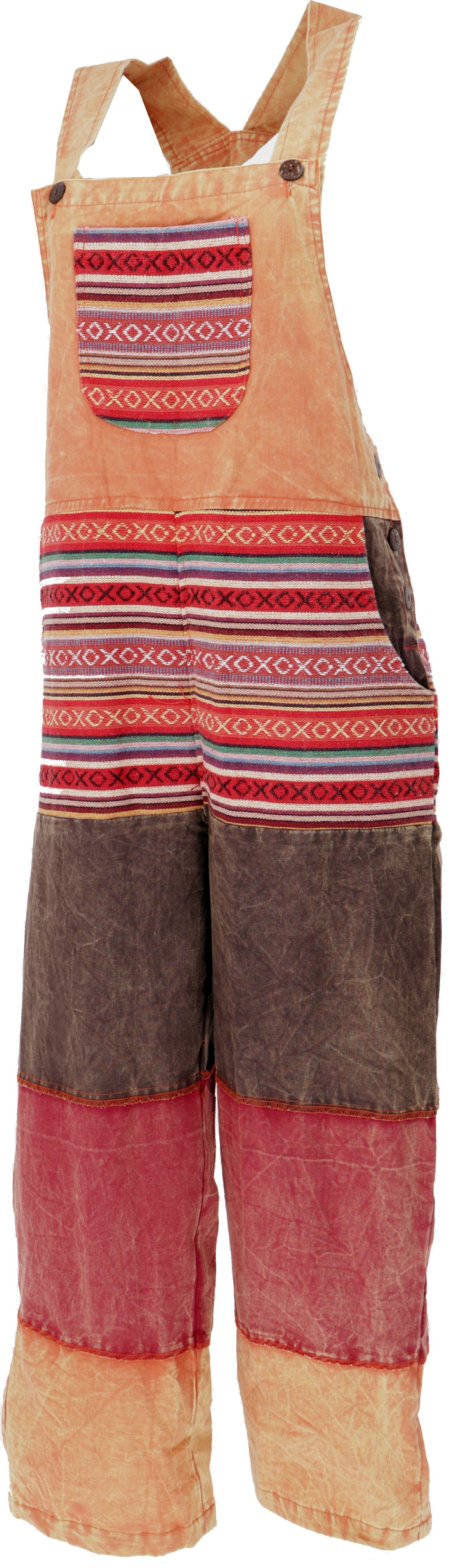 Guru-Shop Relaxhose Patchwork Latzhose, Japan Style, Boho Hose -.. alternative Bekleidung