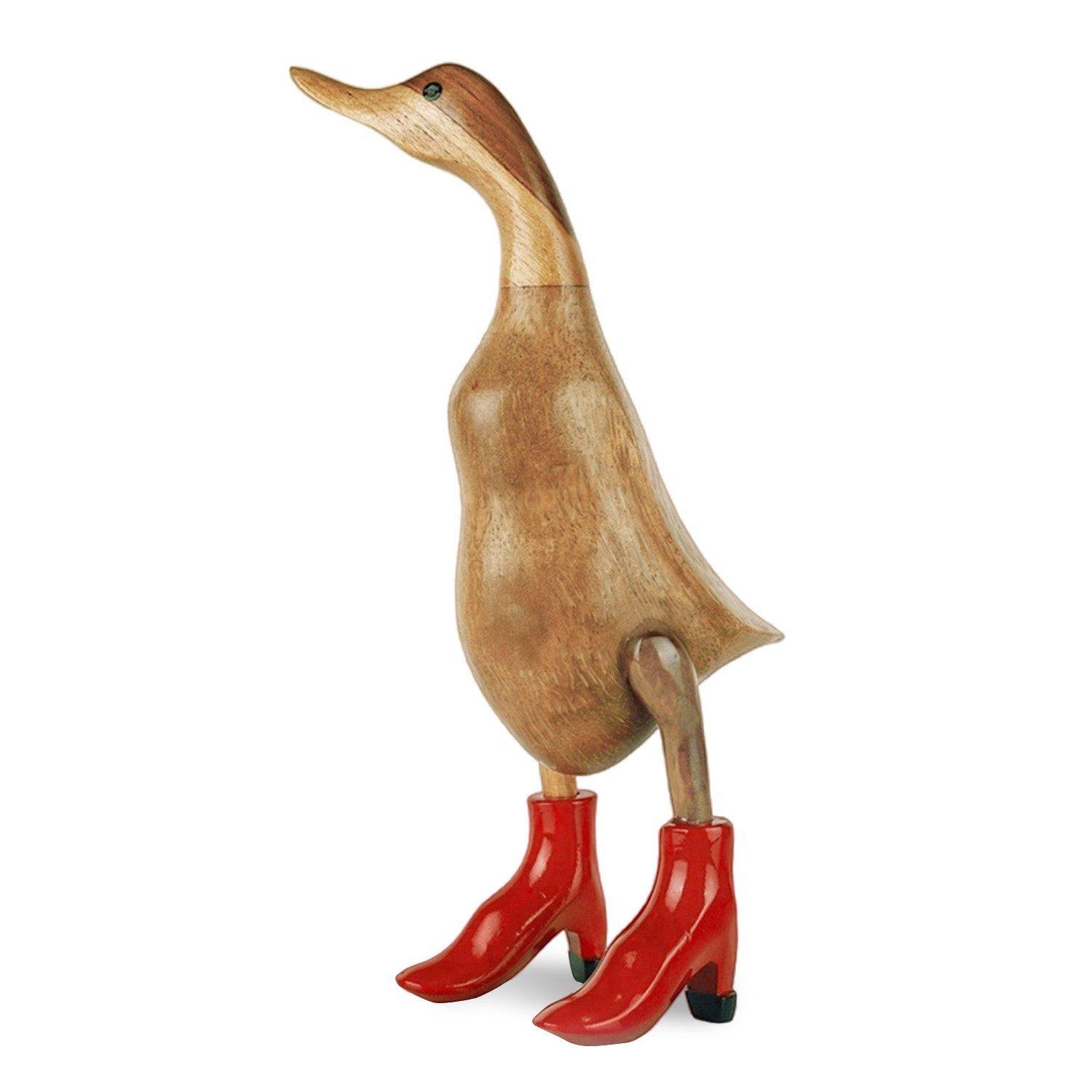 Rikmani Dekofigur Ente Stiefel Absätze - Handgefertigte Dekoration aus Holz