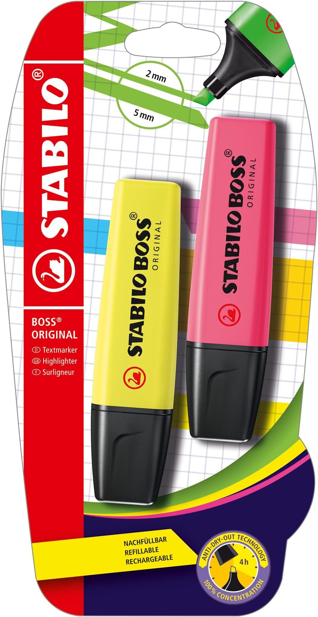 STABILO Marker STABILO BOSS ORIGINAL 2er Blister gelb pink