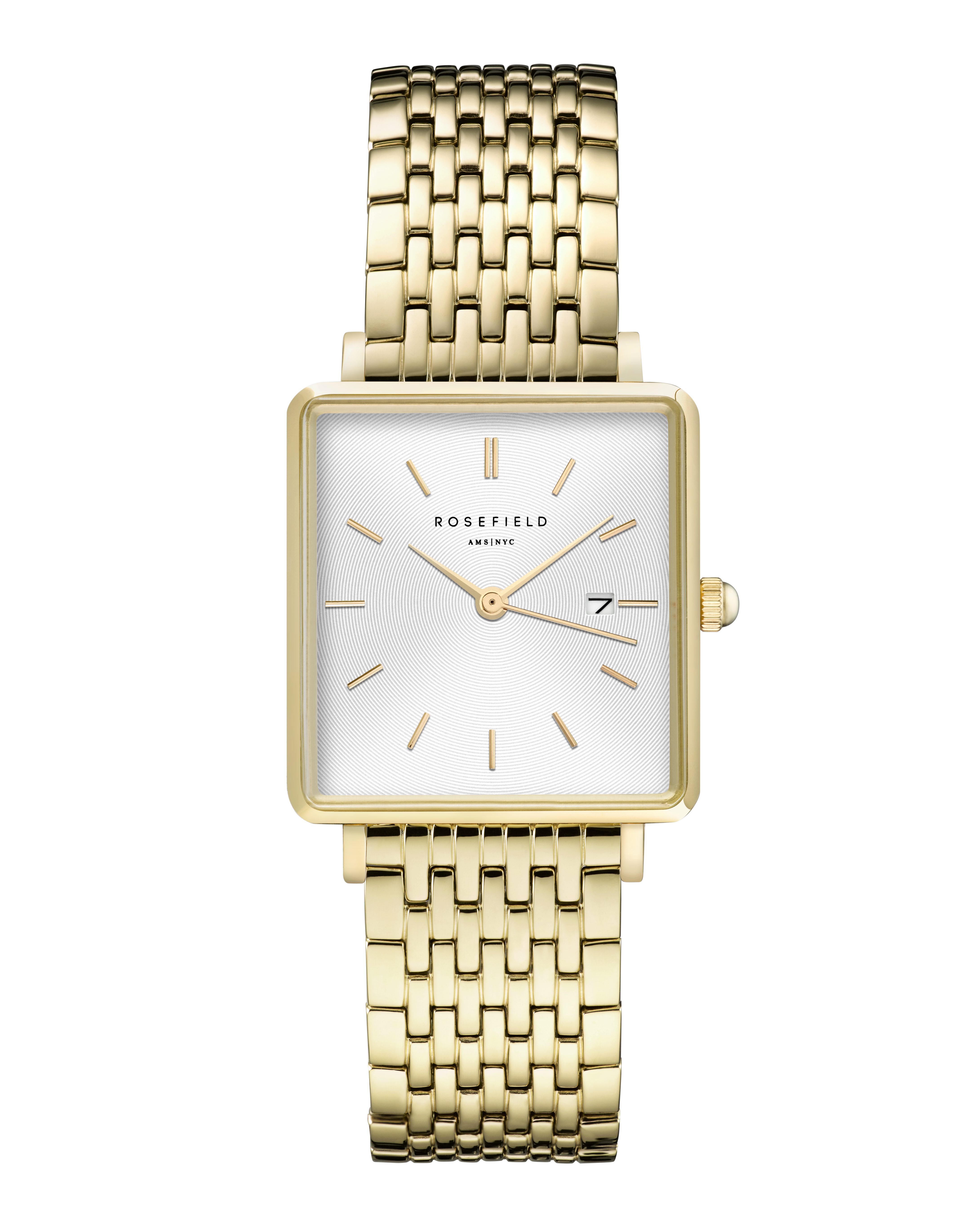 Quarzuhr ROSEFIELD Damenuhr Boxy 28mm Goldfarben