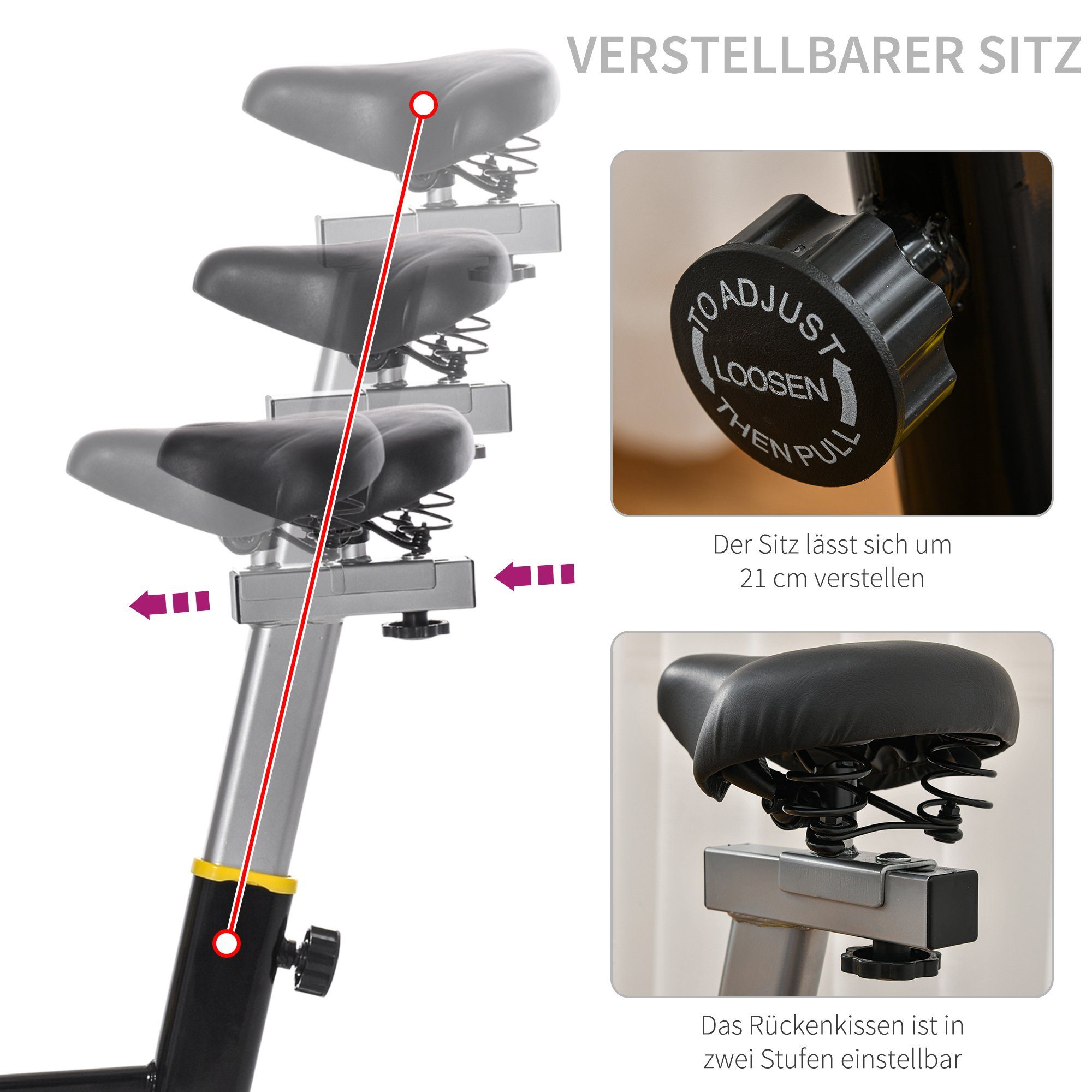 HOMCOM Heimtrainer Fahrradtrainer höhenverstellbar
