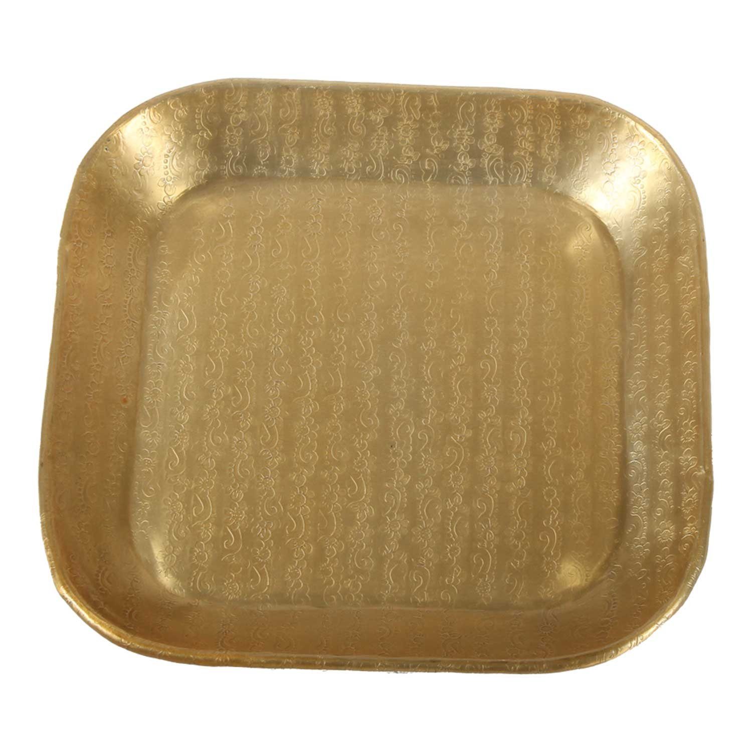 Casa Moro Tablett Orientalisches Tablett Dekotablett Prisma 30x30 cm, Aluminium, (Aluminium, Hammerschlag Optik) Gold