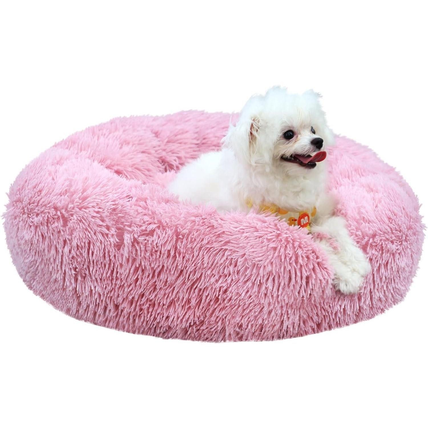 LuxusKollektion Hundekorb Katzenkorb rund 60cm Plüsch rosa