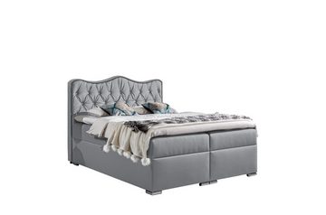 Furnix Boxspringbett TANSEL 120x200 Bett mit Topper und Bettkasten Ökoleder, hochwertiges veganes PU-Leder