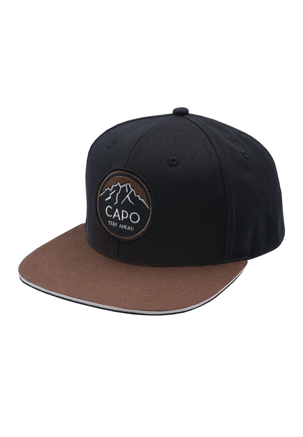 CAPO Baseball Cap Baseballcap, Label 6-teilig, flaches Dach chocolate
