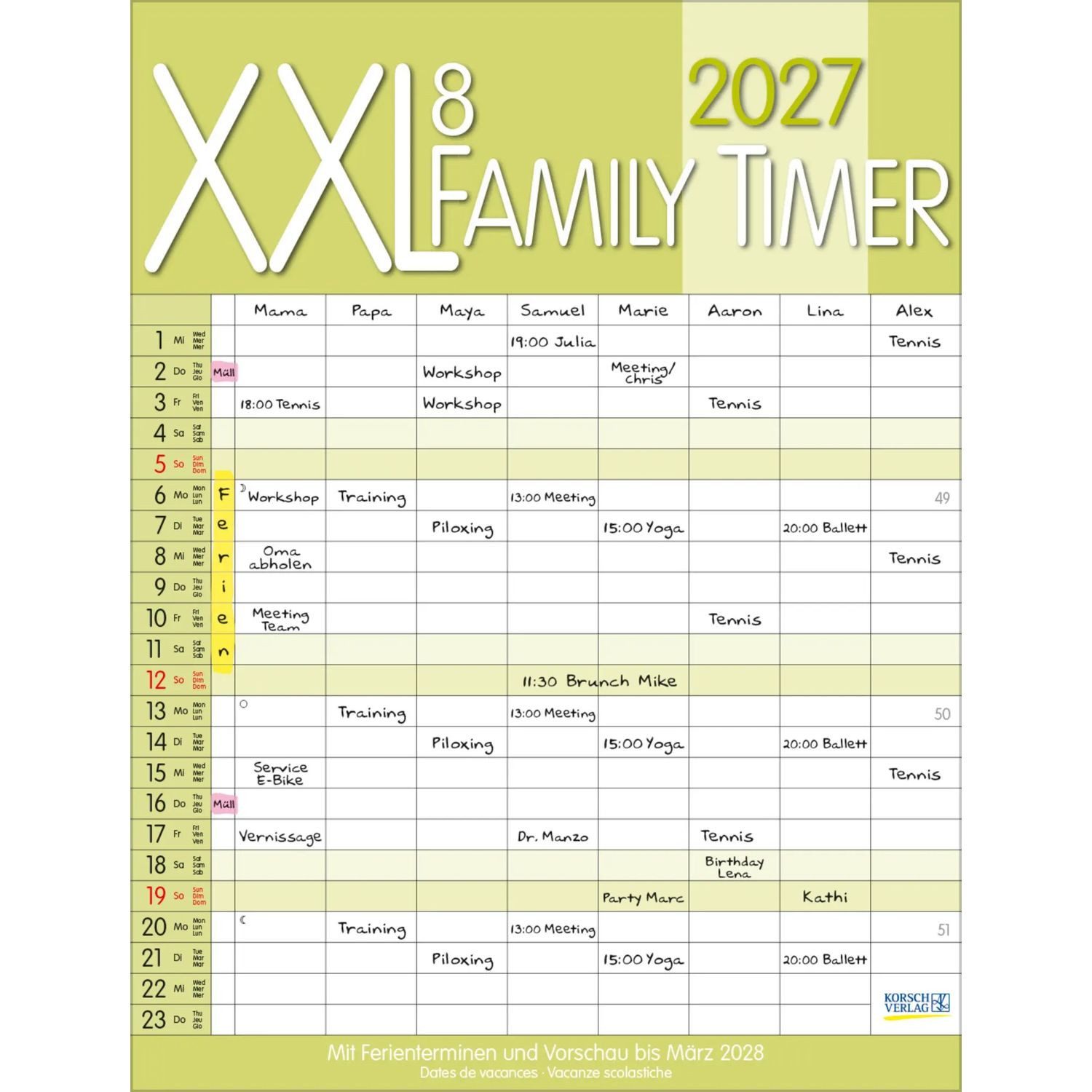 Korsch Verlag Wandkalender XXL Family Timer 8 2027