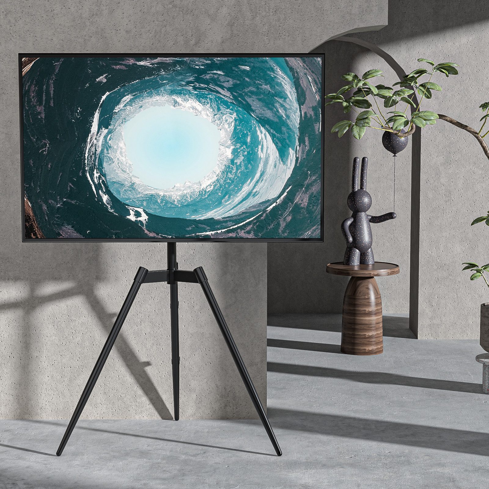Rfiver TV-Ständer für 32-65 Zoll Fernseher (max. 35 kg), VESA 100x100 bis 400x400 mm, (bis 65 Zoll, 1-tlg., Dreibeinstativ mit 100° Schwenkwinkel & Höhenverstellung)