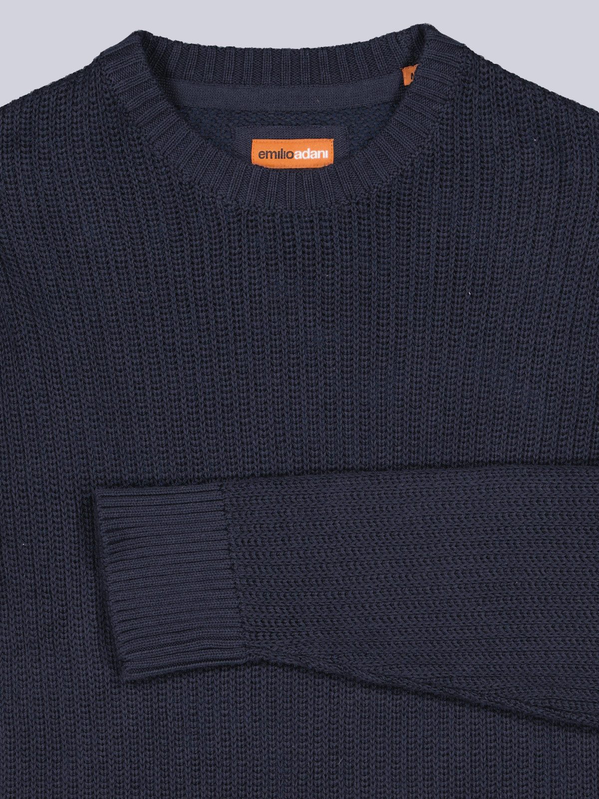 emilio adani Rundhalspullover Herren Pullover strukturiert, Indigoblau