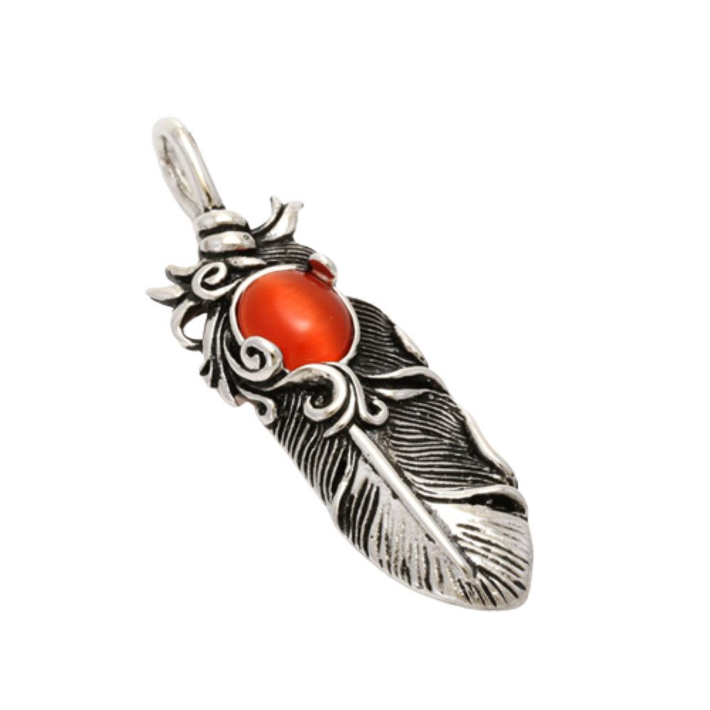 Anhänger Set Anhänger Feder mit Achatstein Silber aus Edelstahl Unisex