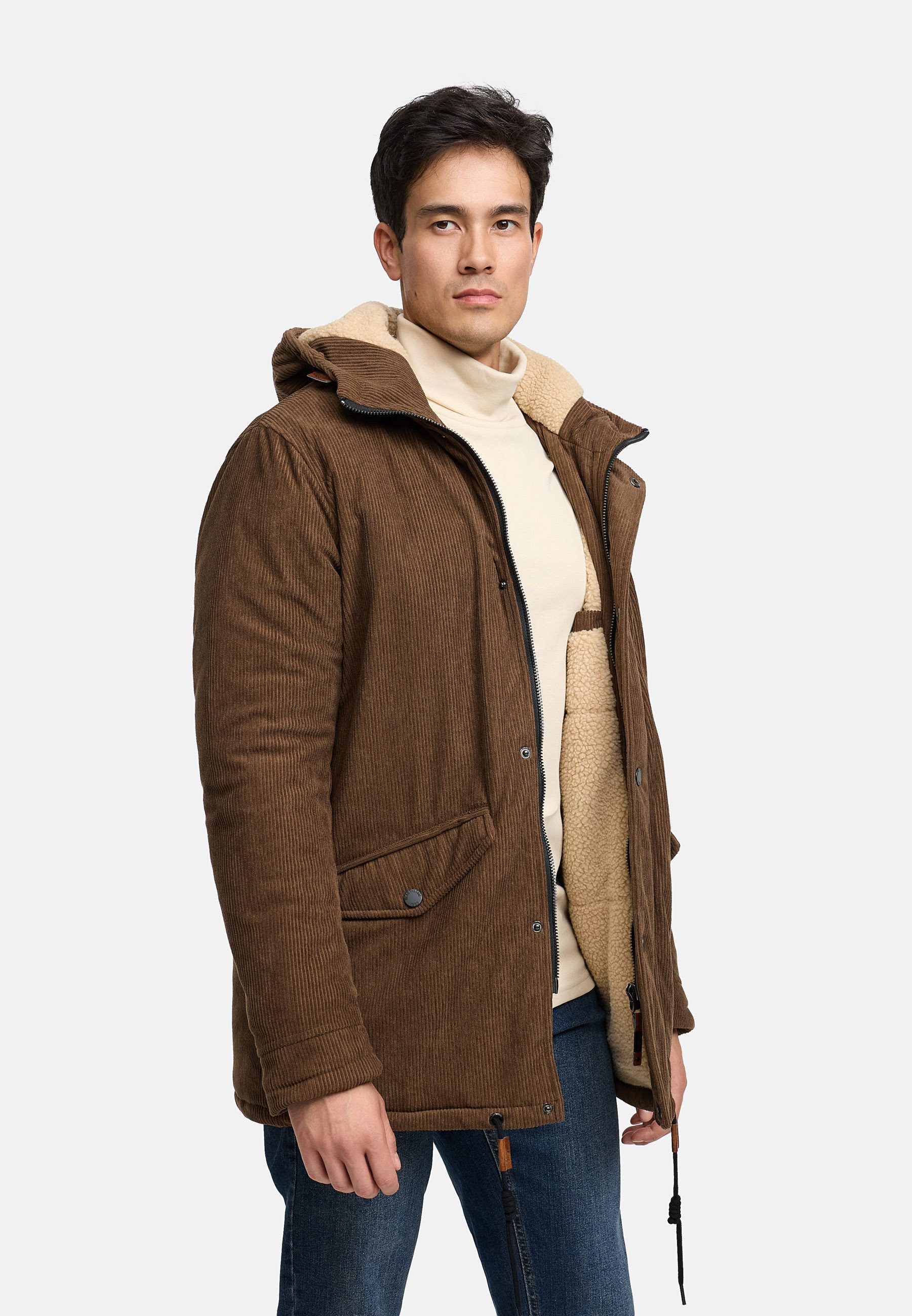 Indicode Winterjacke Herren INLedley Jacke Winter Herrenjacke Mit warmem Teddyfutter und verstellbarer Kapuze