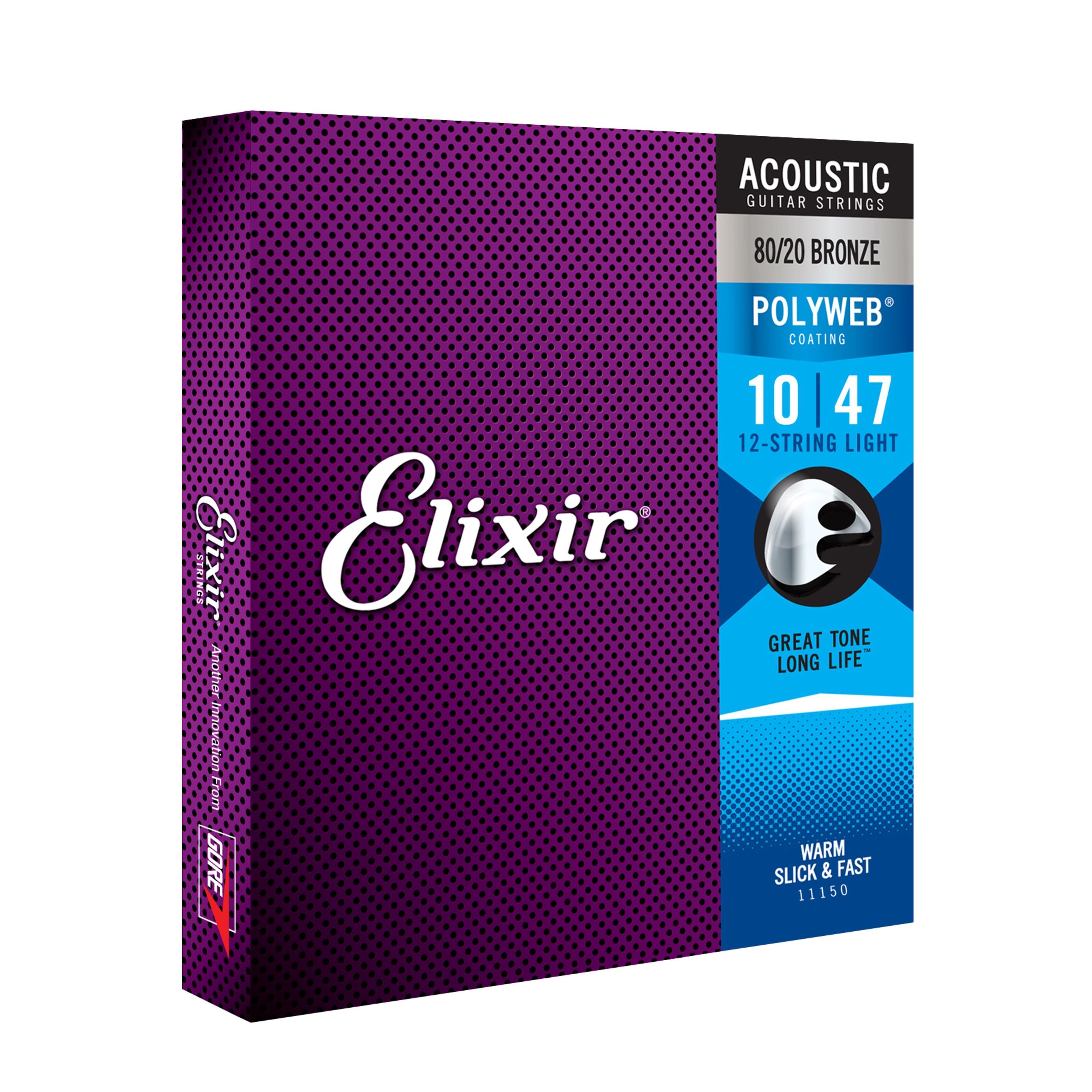 Elixir Saiten, 11150 Polyweb Acoustic 12-String 10-47 - Westerngitarrensaiten