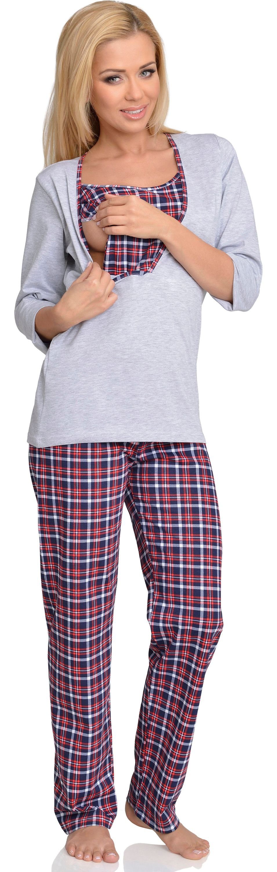 Be Mammy Umstandspyjama Damen Schlafanzug Stillpyjama 1N2TT2