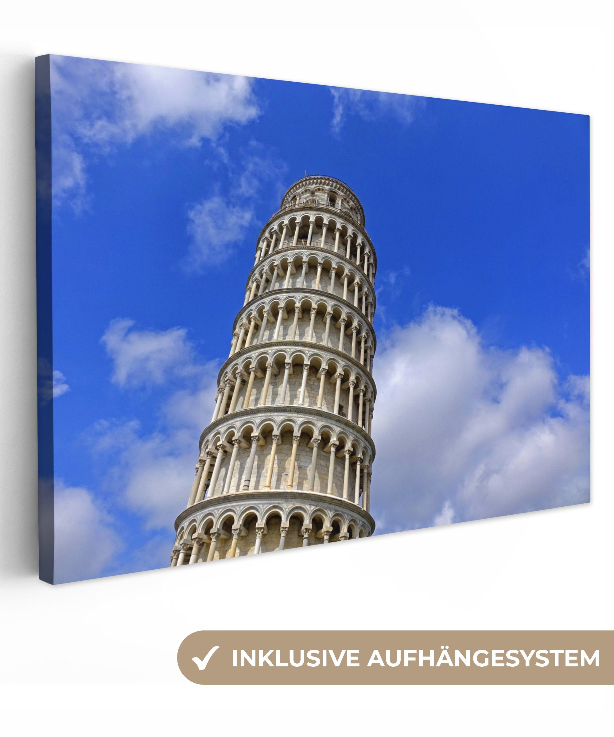 OneMillionCanvasses® Leinwandbild Turm von Pisa - Italien - Turm, (1 St), Wandbild Leinwandbilder, Aufhängefertig, Wanddeko, 30x20 cm