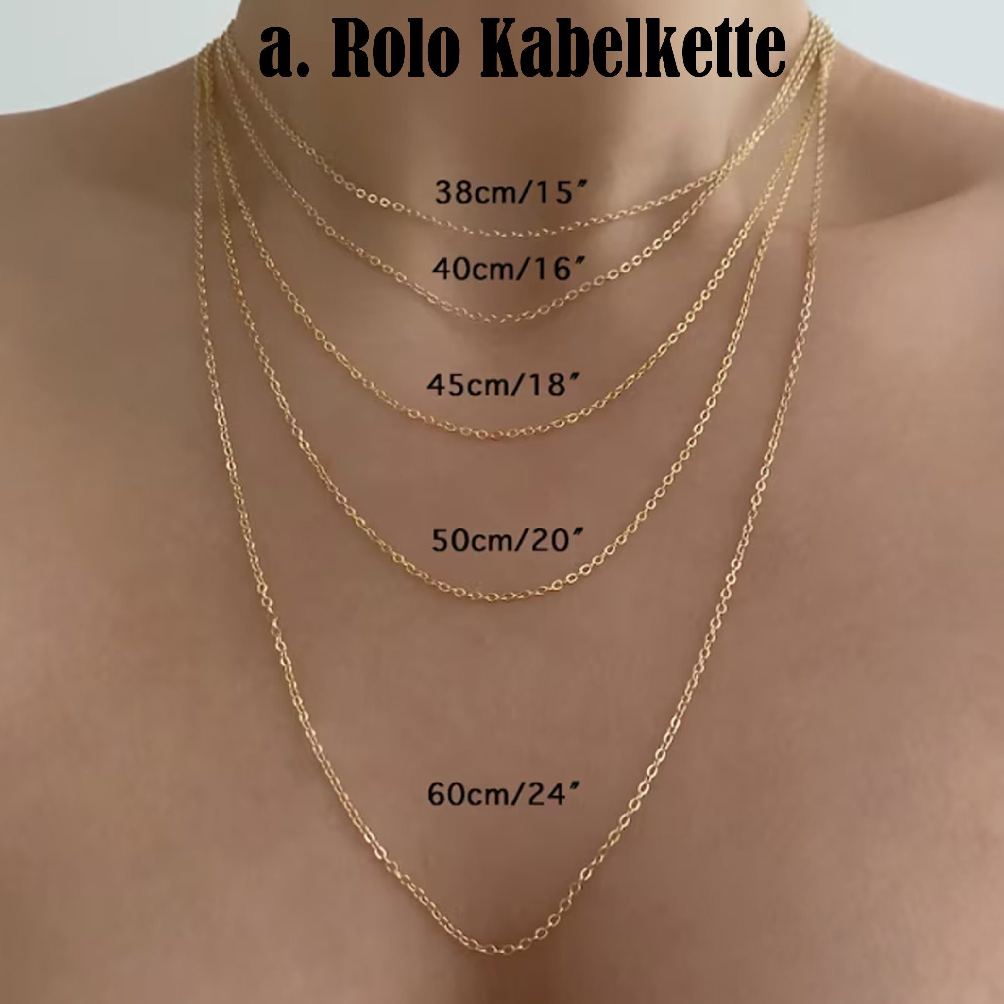 Hlaskette Edelsteinen GOLDEN Kabelkette Halskette Geburtsstein Rolo Minimalistische Zirkonia Anhänger - mit Kette Geburtsstein mit mit August |