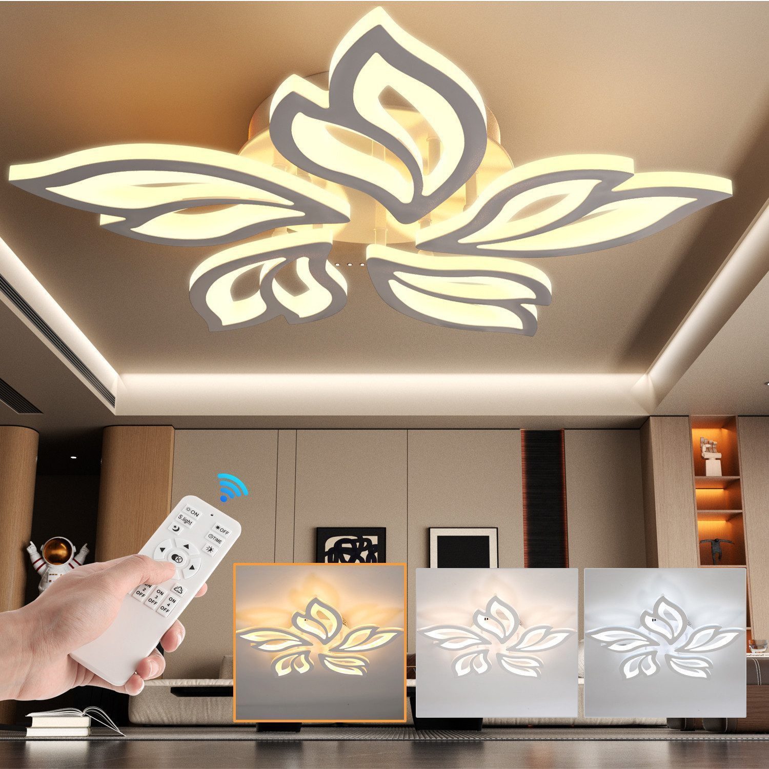 LETGOSPT Deckenleuchte Moderne LED Deckenleuchte Dimmbar Fernbedienung, Blu günstig online kaufen