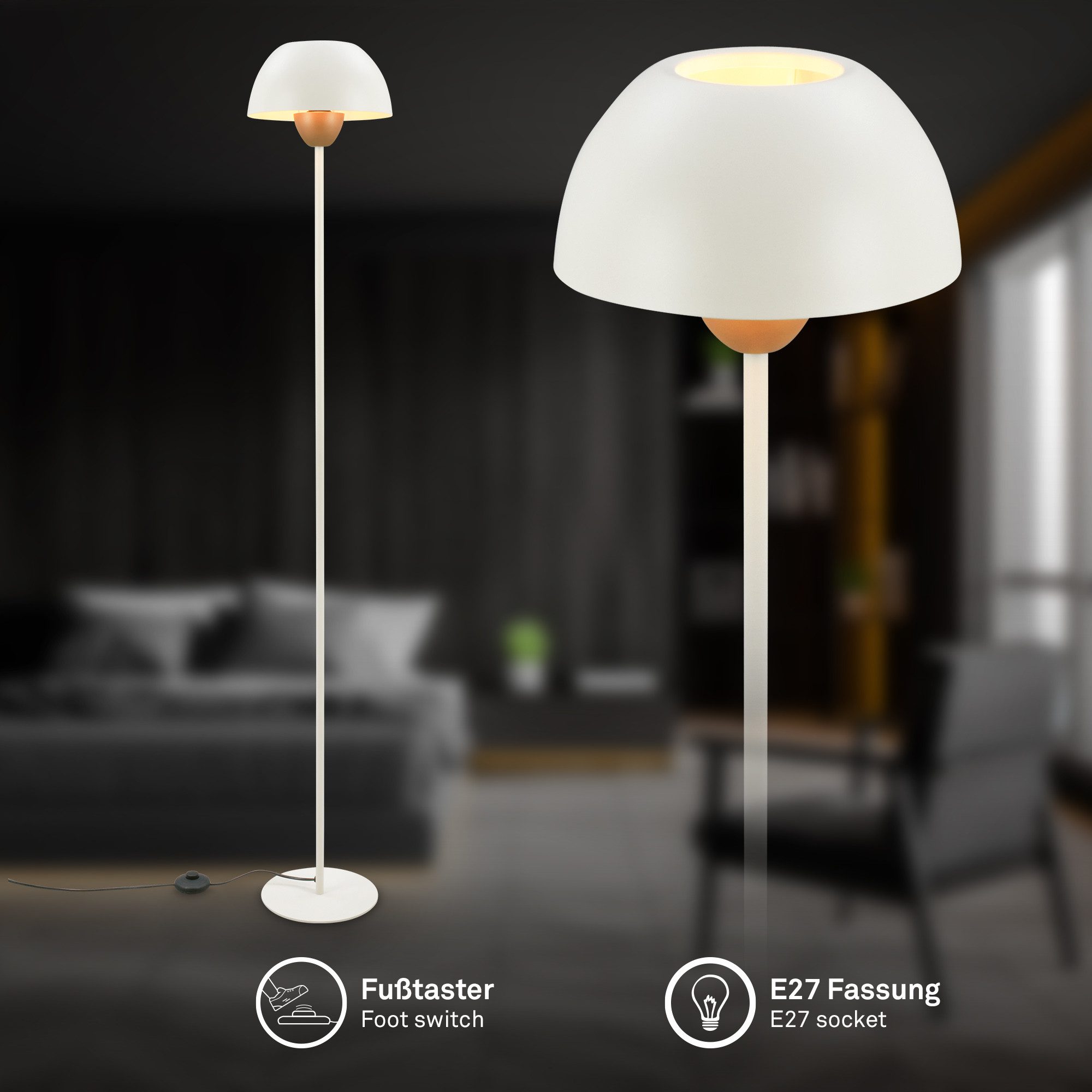 Briloner Leuchten Stehlampe LED Stehleuchte Pilzlampe, günstig online kaufen