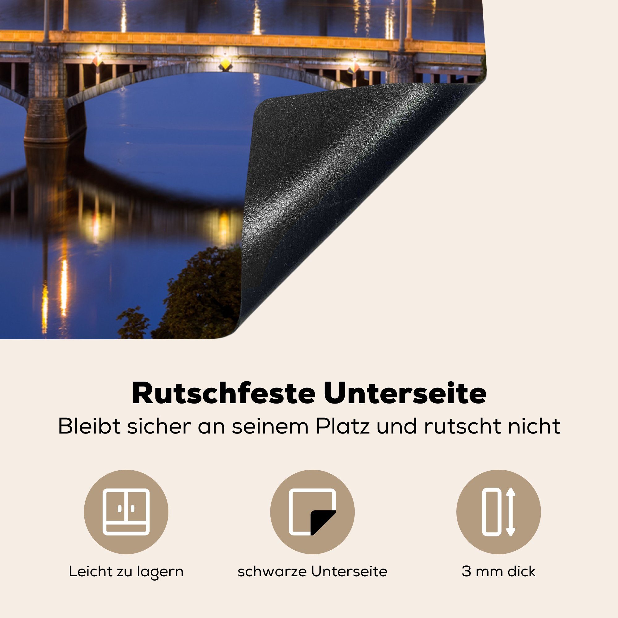 MuchoWow Herdblende-/Abdeckplatte Dunkelheit - Brücken küche cm, 83x51 Ceranfeldabdeckung, tlg), für - Vinyl, (1 Arbeitsplatte Prag