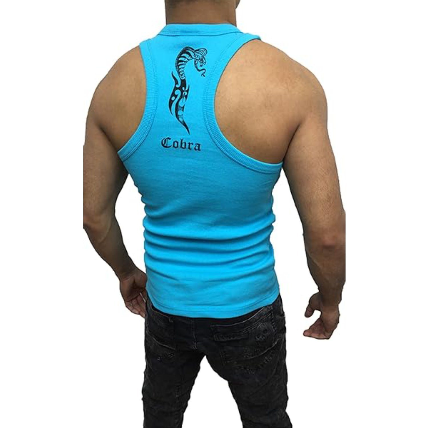 Megaman Jeans Muskelshirt Herren Muskelshirt Sport Tank Top Gym Training Fitness T-Shirt Hellblau | Shirts