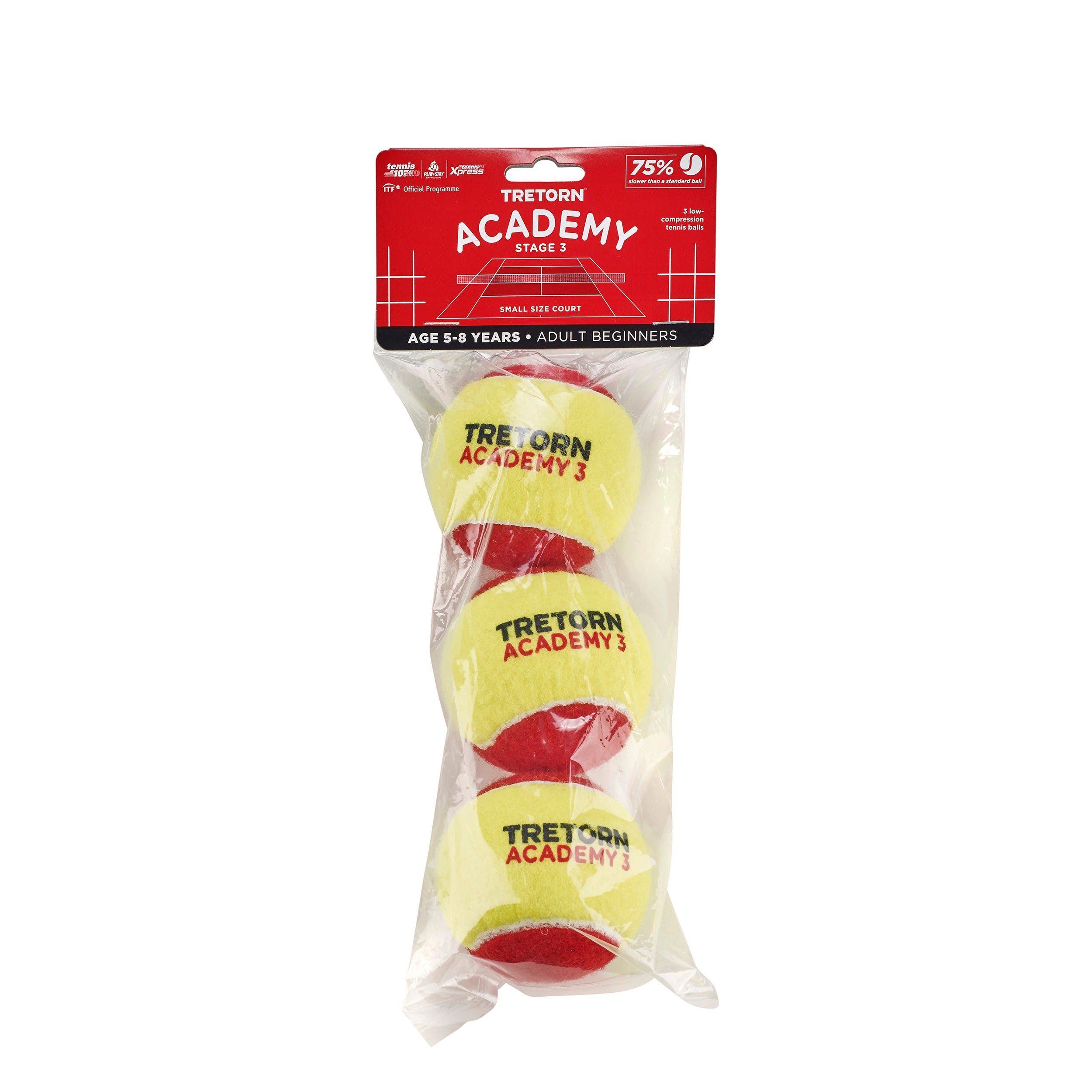 Tretorn Tennisball Academy red - 3 Tennisbälle - Play and Stay Ball - (3er Pack)
