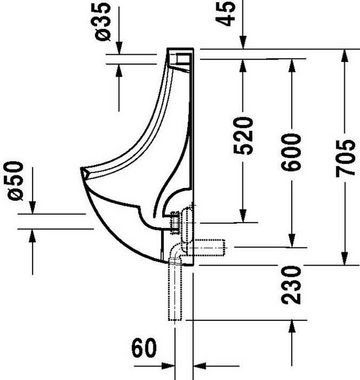 Duravit WC-Komplettset Duravit Urinal BEN 370x350mm Zul v hi we