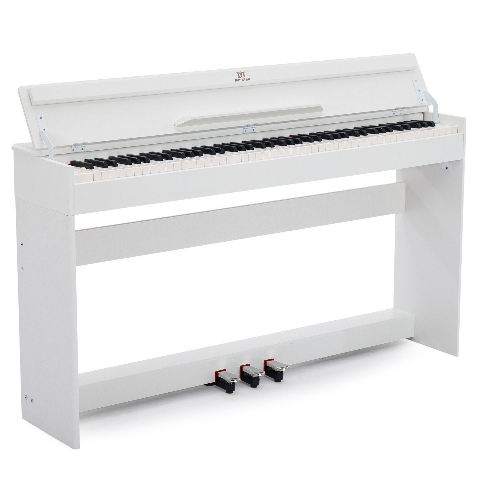 MUSTAR Digitalpiano mit Bluetooth, 3 Pedalen & Stereolautsprechern, 88 Tasten (1-St), Aufzeichnung, Halb-offene Abdeckung, Halbgewichtete Tasten