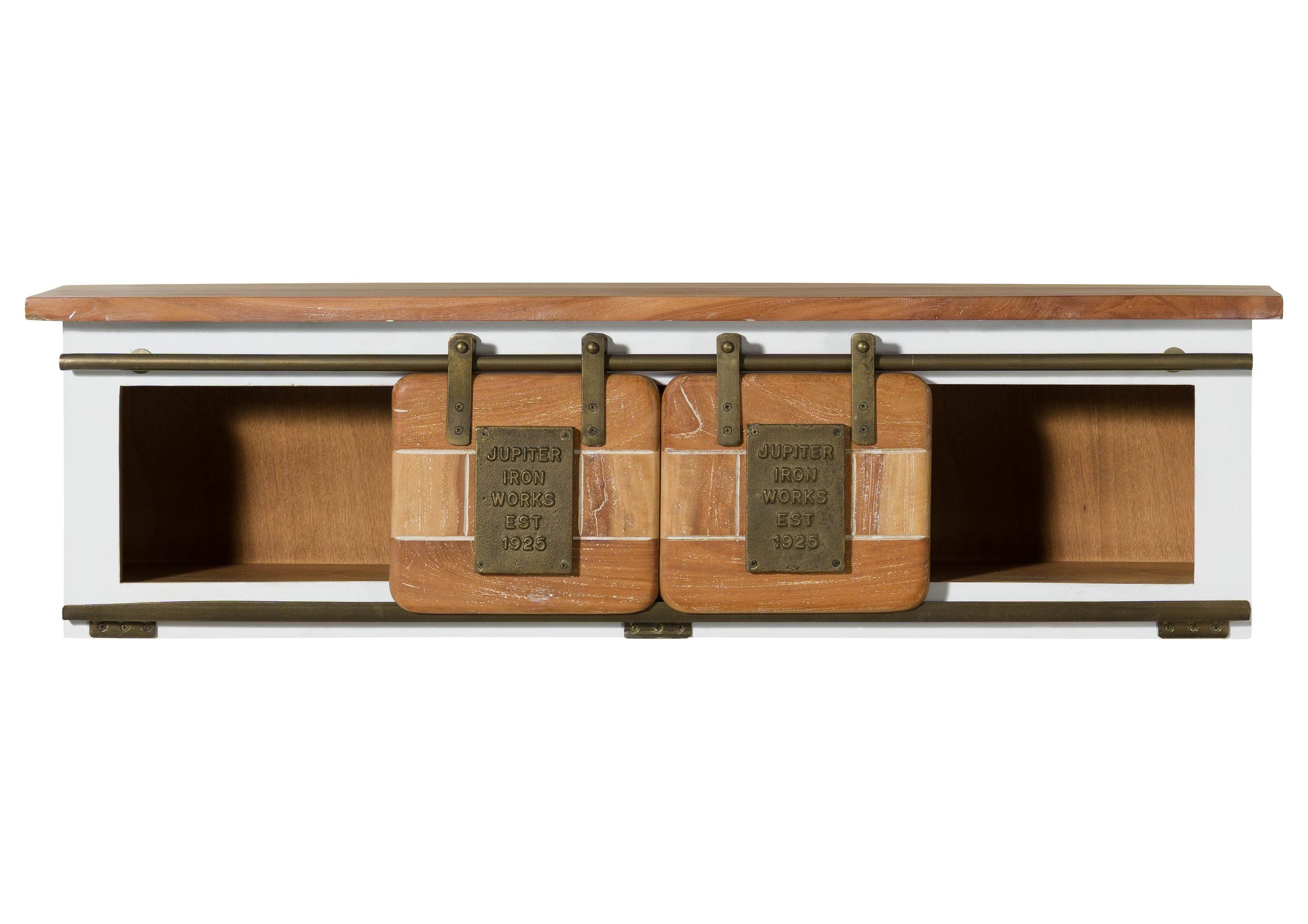 Massivmoebel24 Wandregal RAILWAY, 1-tlg., Mango 130x25x35 weiß lackiert RAILWAY #565
