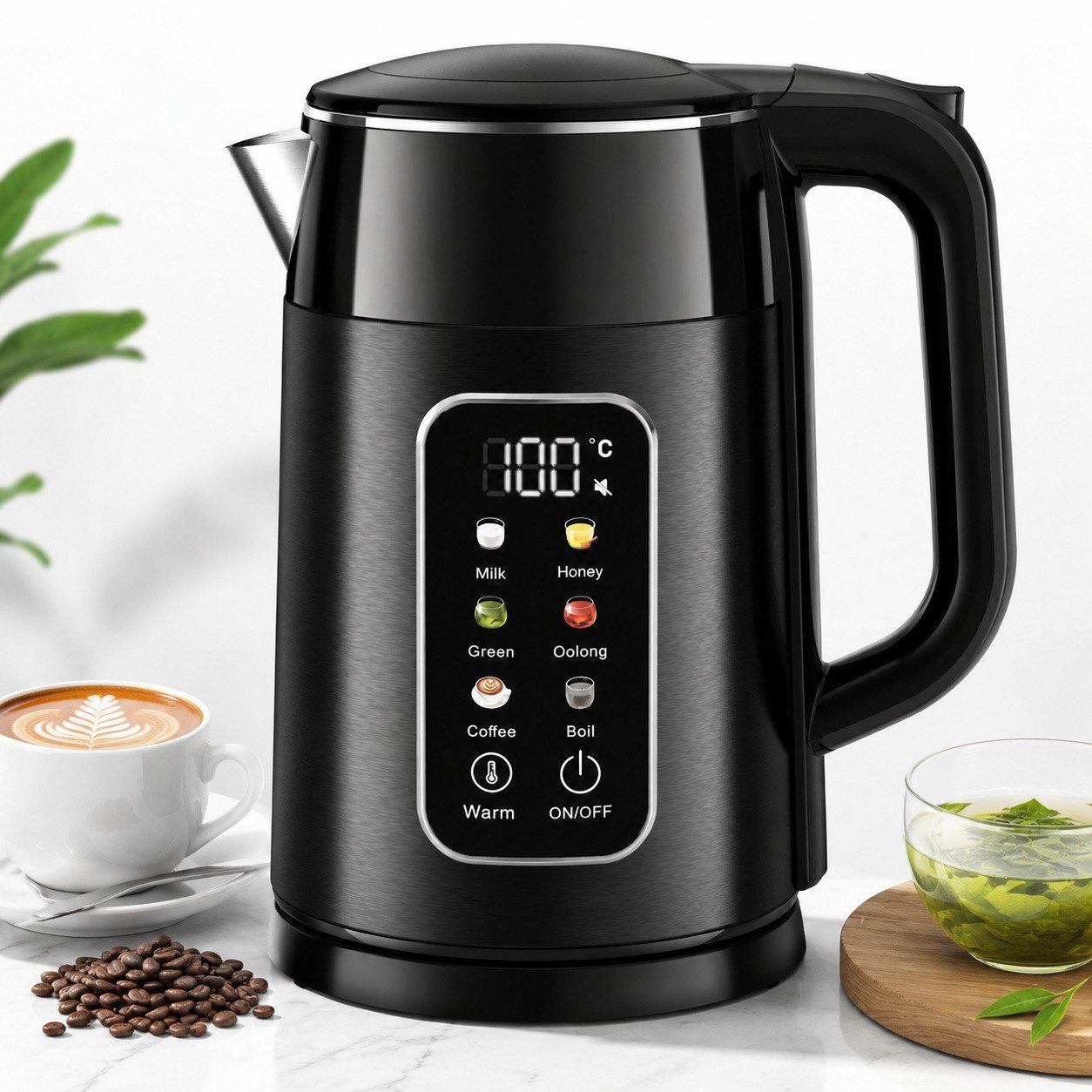 Fofile Wasserkocher 1,7L 2200W Edelstahl Wasserkocher mit Temperatureinstellung, 2200 W, 40°-100°C einstellbar, 2 Stunden Warmhaltefunktion
