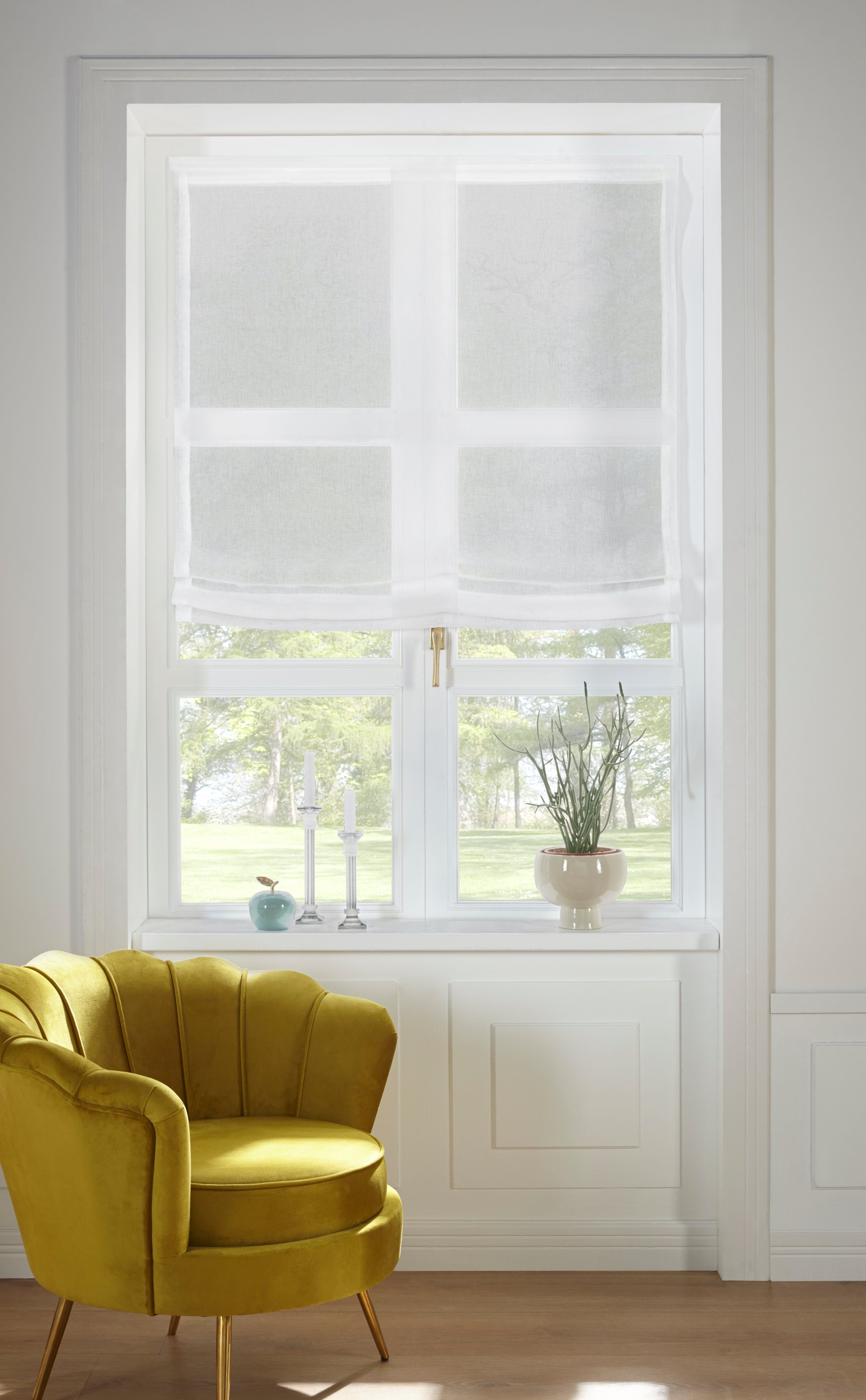 my home Raffrollo TENDER, mit Klettband, transparent, Leinen Optik mit Stru günstig online kaufen