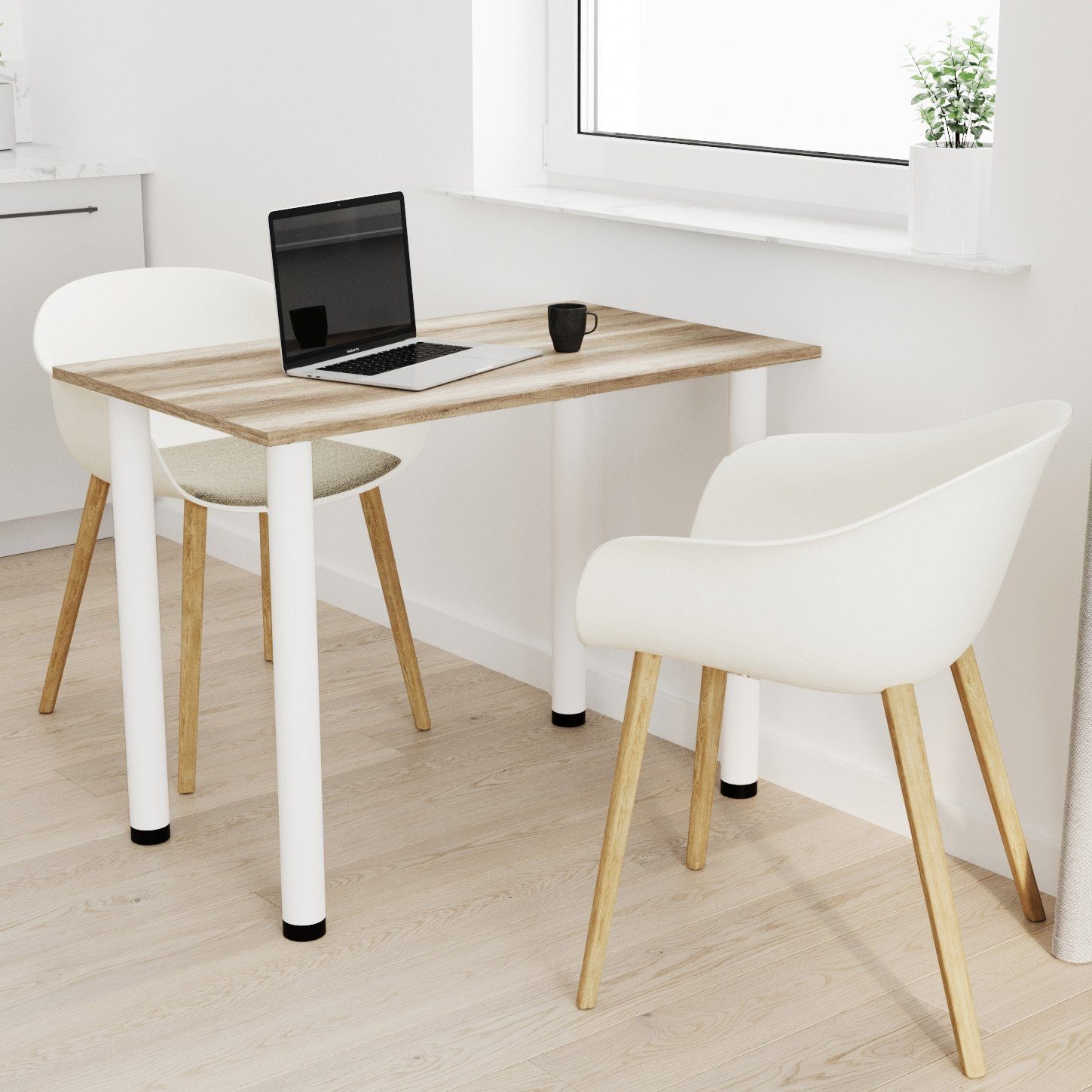 Beinen PVC Eiche Esszimmertisch mit weißen Canyon Bürotisch Küchentisch Esstisch, AKKE 2mm