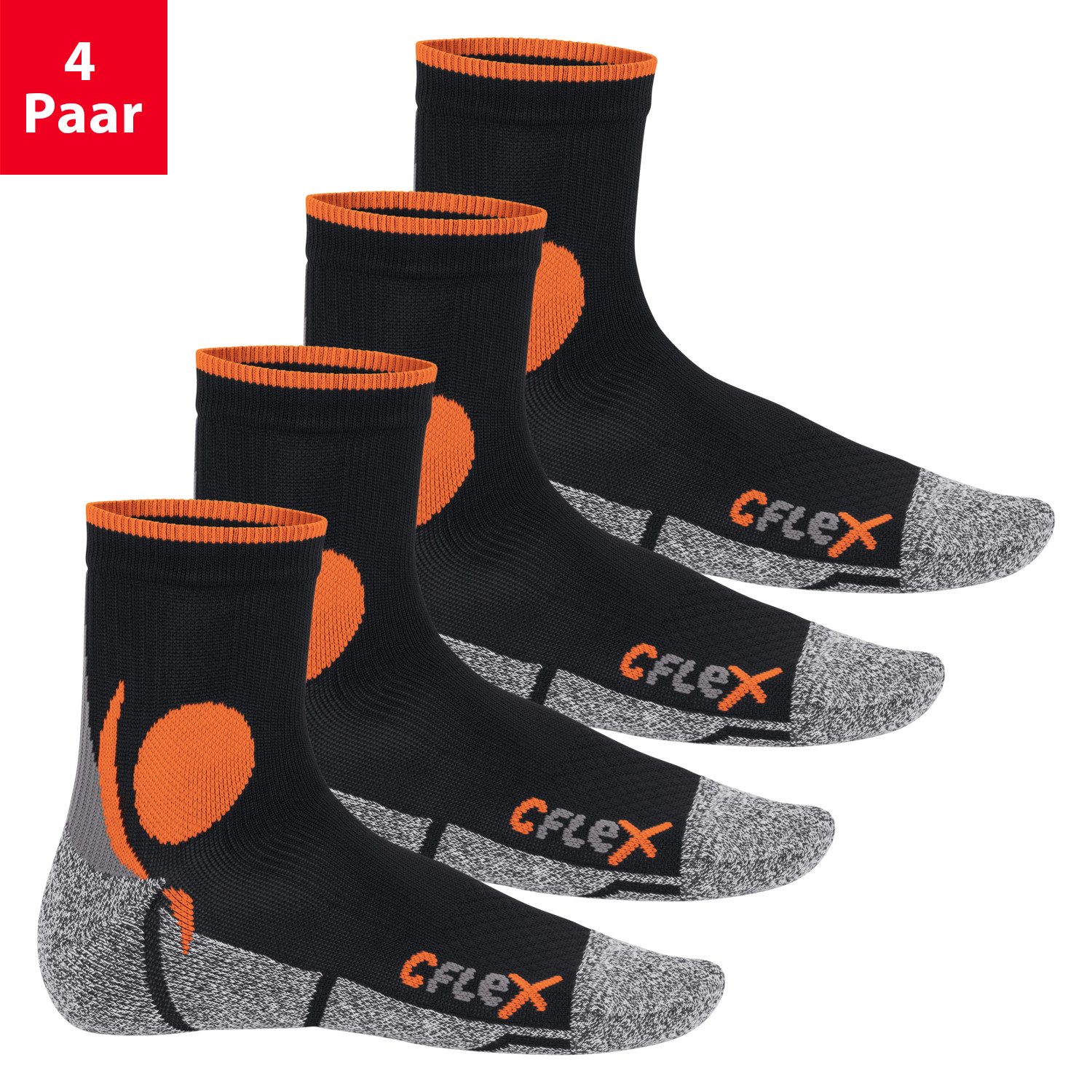 CFLEX Спортивные носки Damen und Herren Running Funktionssocken (4 Paar) Laufsocken