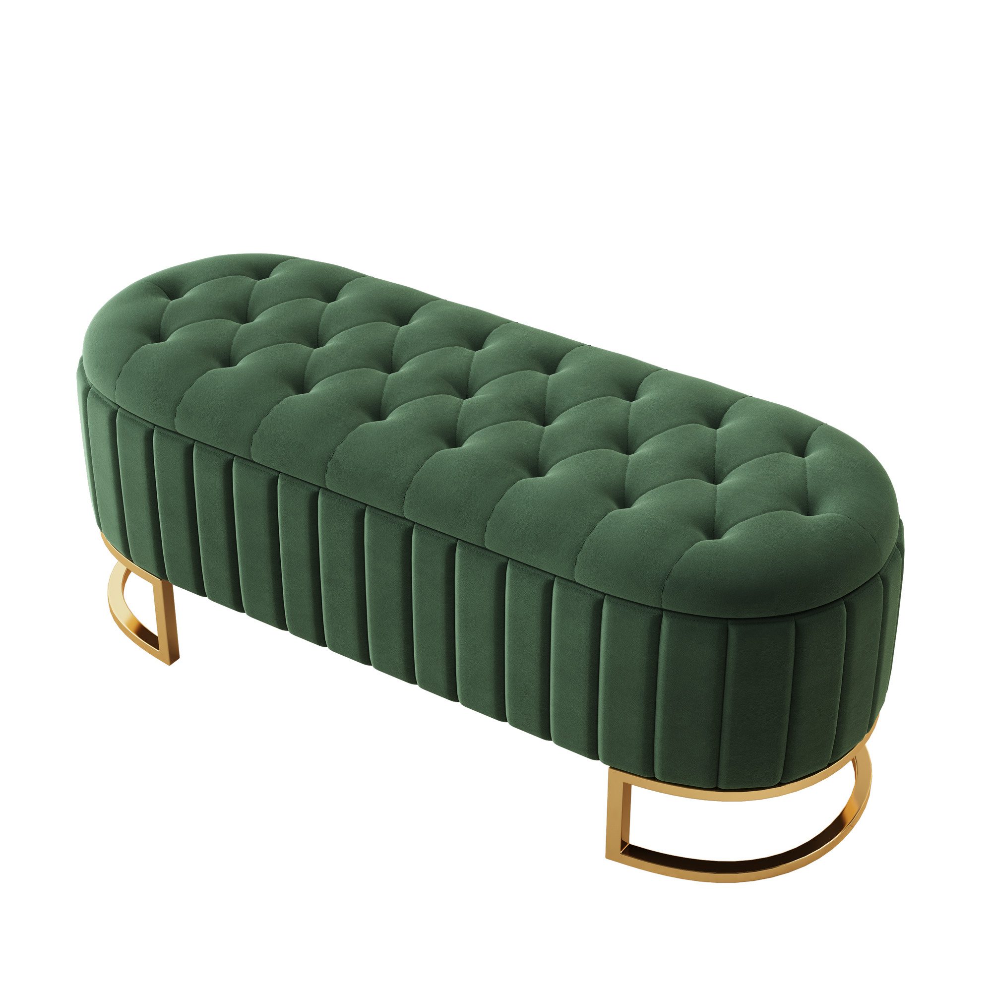 Flieks Polsterbank, Stauraum Polsterhocker Fußbank Sofabank 120x40x43cm Samtstoff